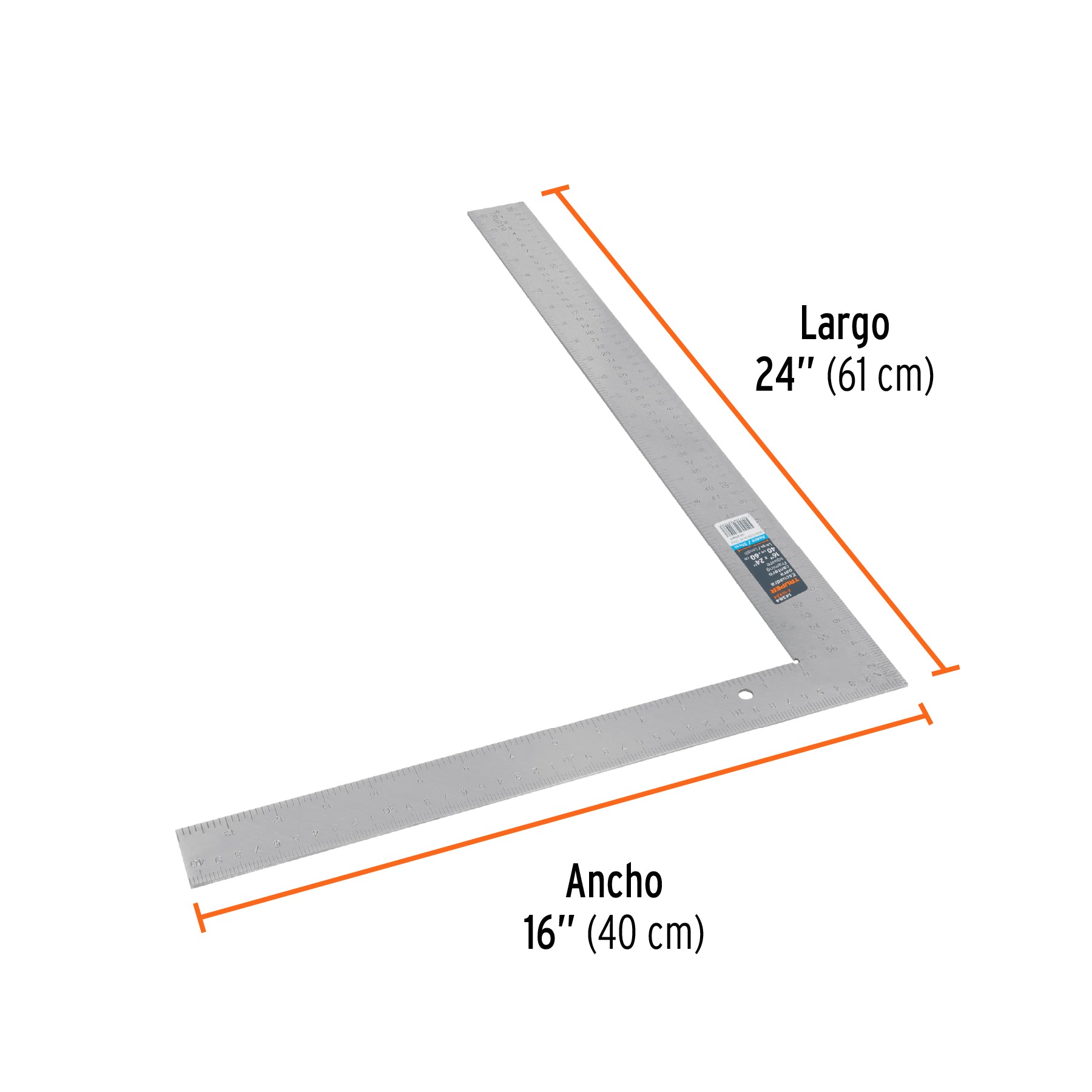 Escuadra 16"x24" de acero para cantero, Truper - 14384