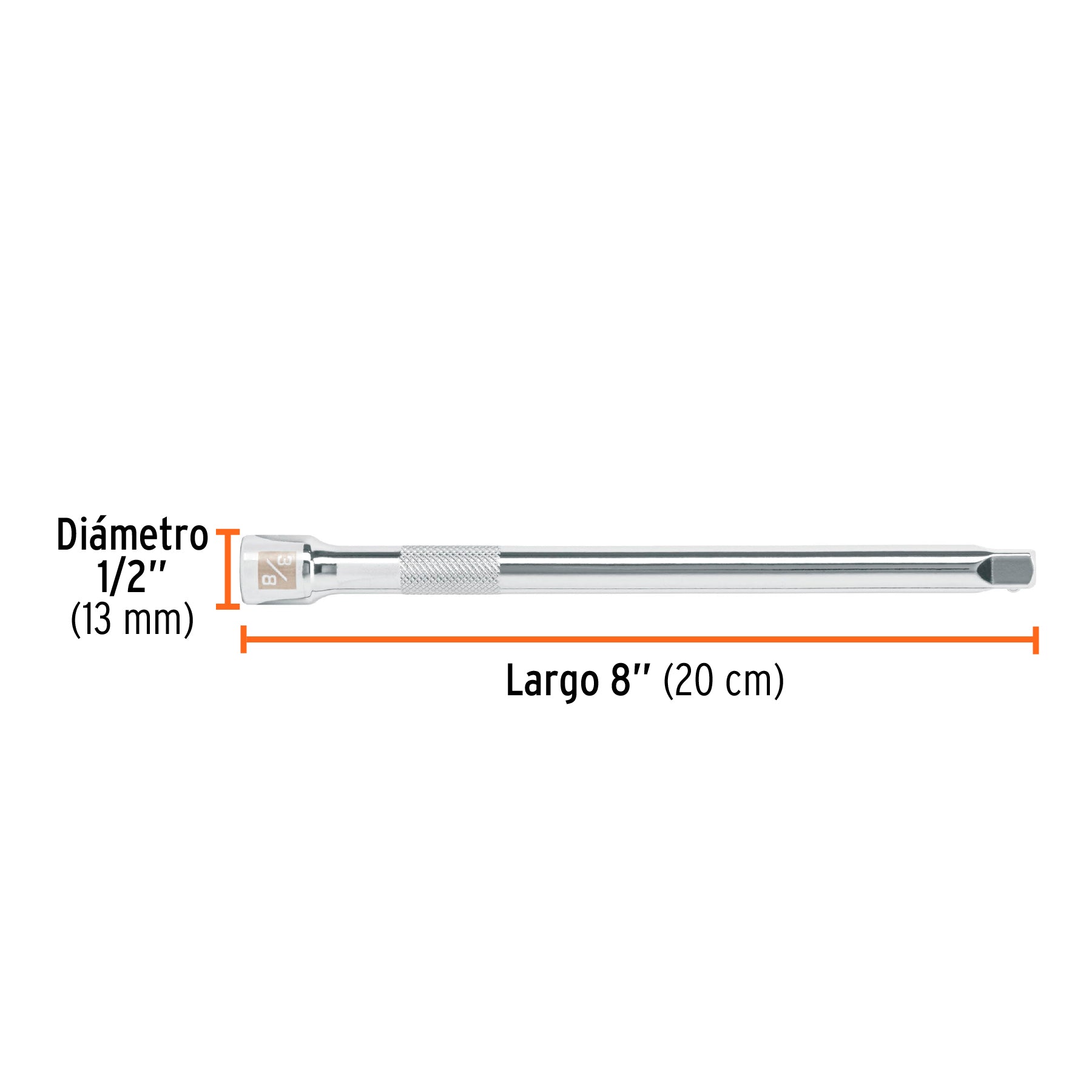 Extensión de 8" para ratchet, para dados encastre 3/8", Truper - 13665