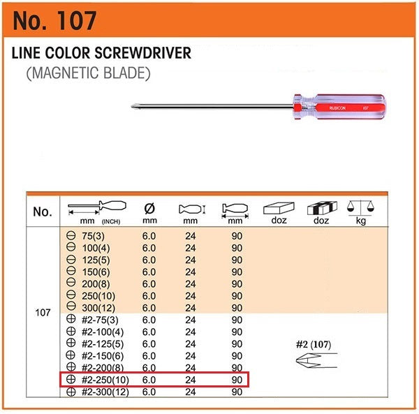 DESARMADOR 12" ESTRELLA (+) 107-2X12 (1/4") RUBICON (pza) - 24587