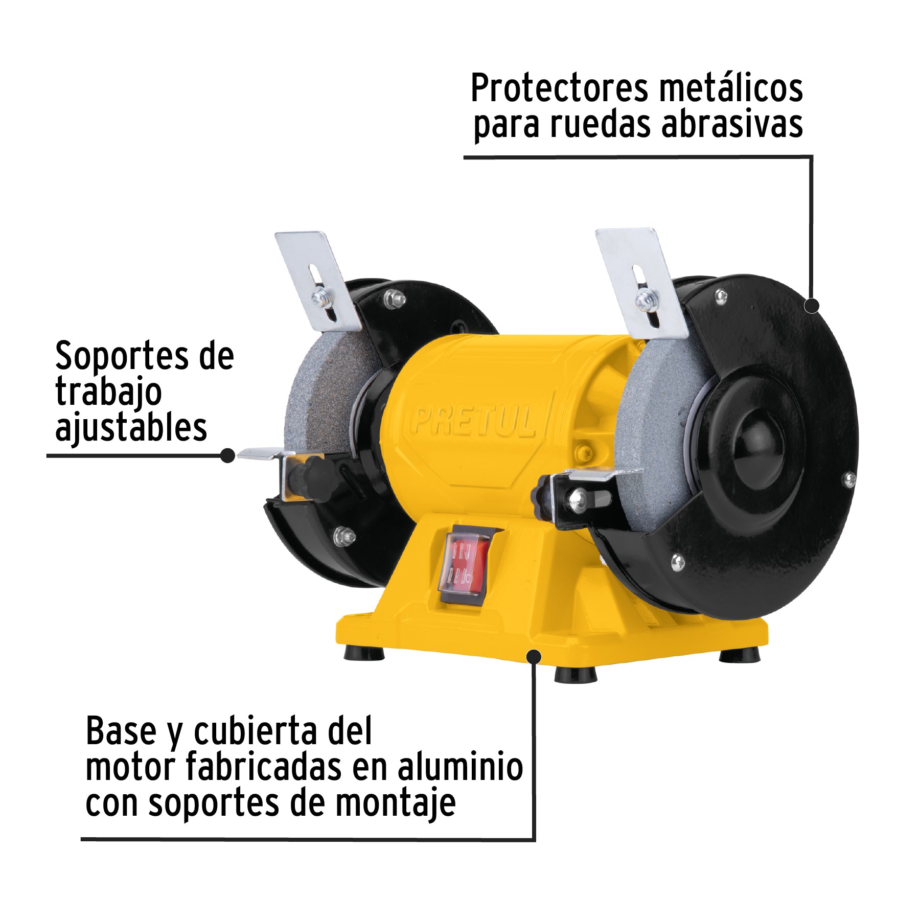 Esmeril de banco de 5" 1/6Hp, 220V, Pretul - 26134