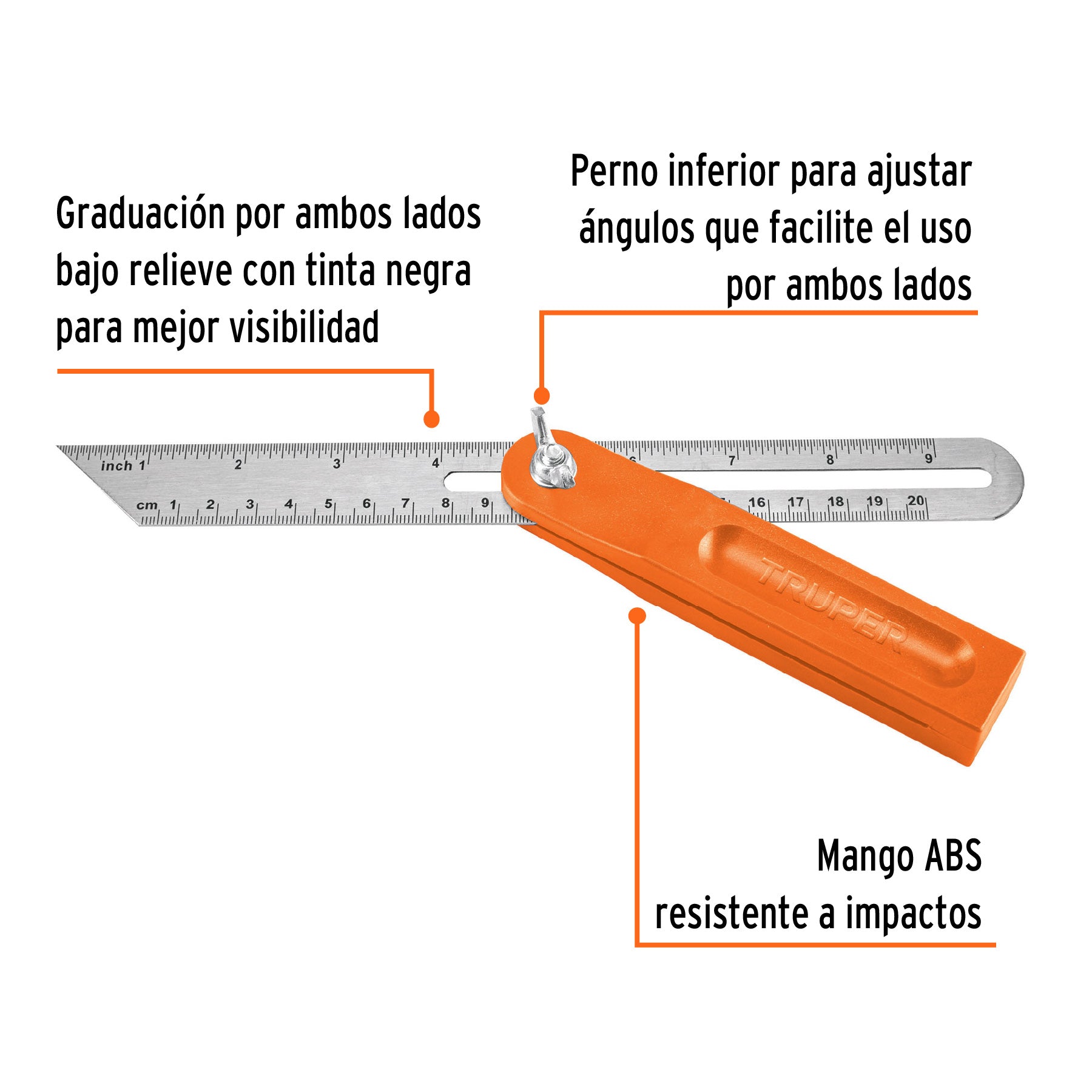 Escuadra falsa d/acero inoxidable 19cm / 8" con mango de ABS - 14382