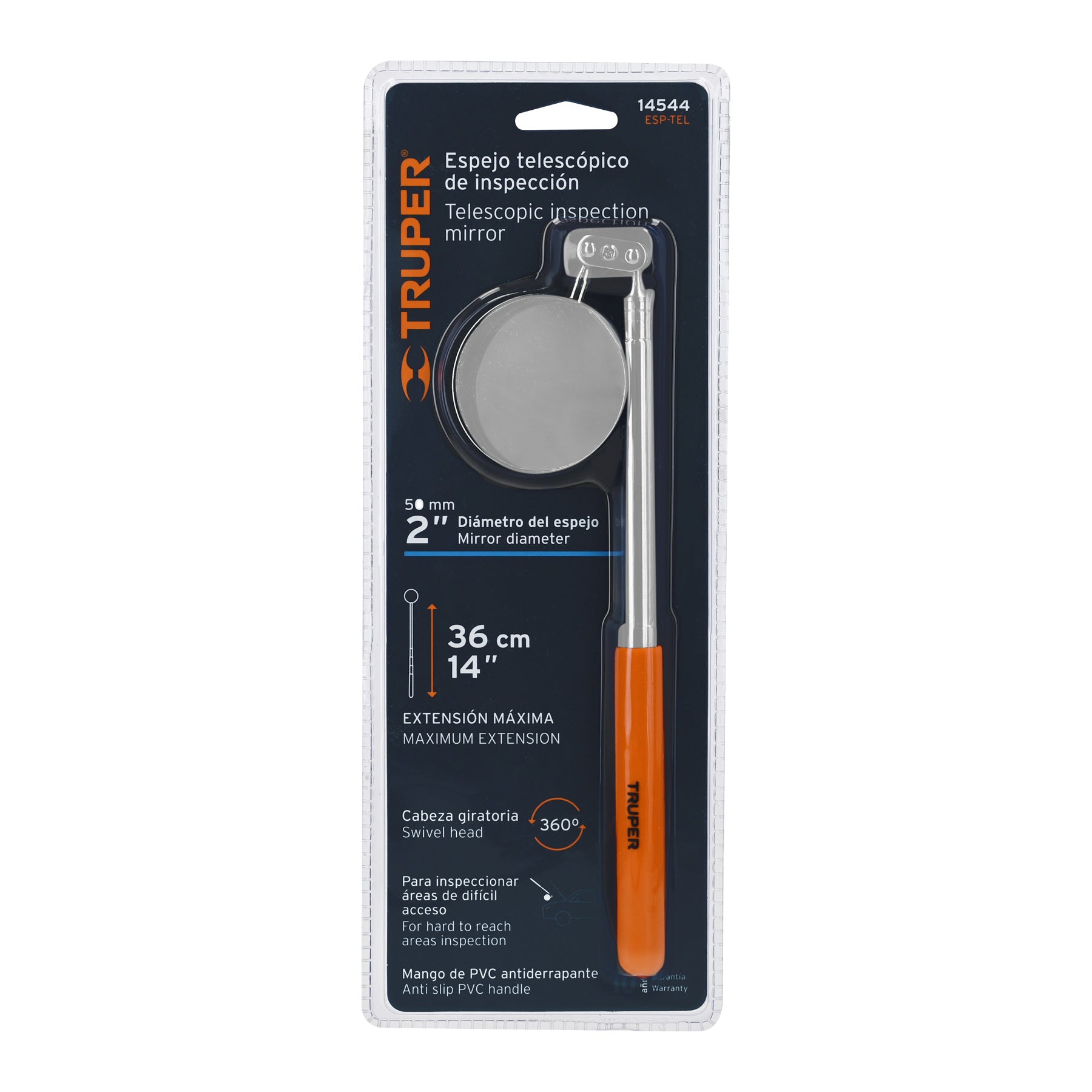 Espejo circular telescópico de inspección, 5 cm, Truper - 14544