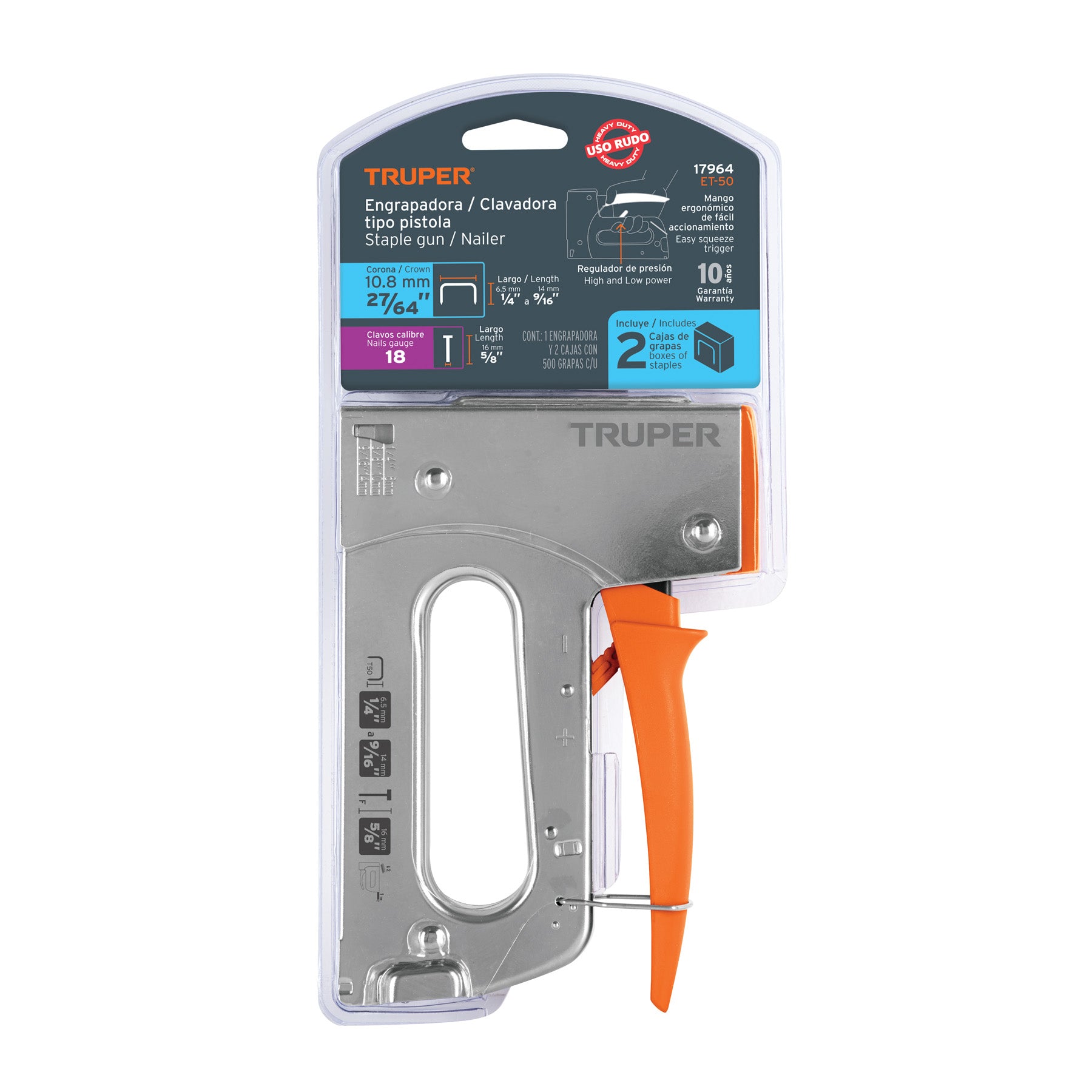 Engrapadora / clavadora tipo pistola ET-50, Truper - 17964