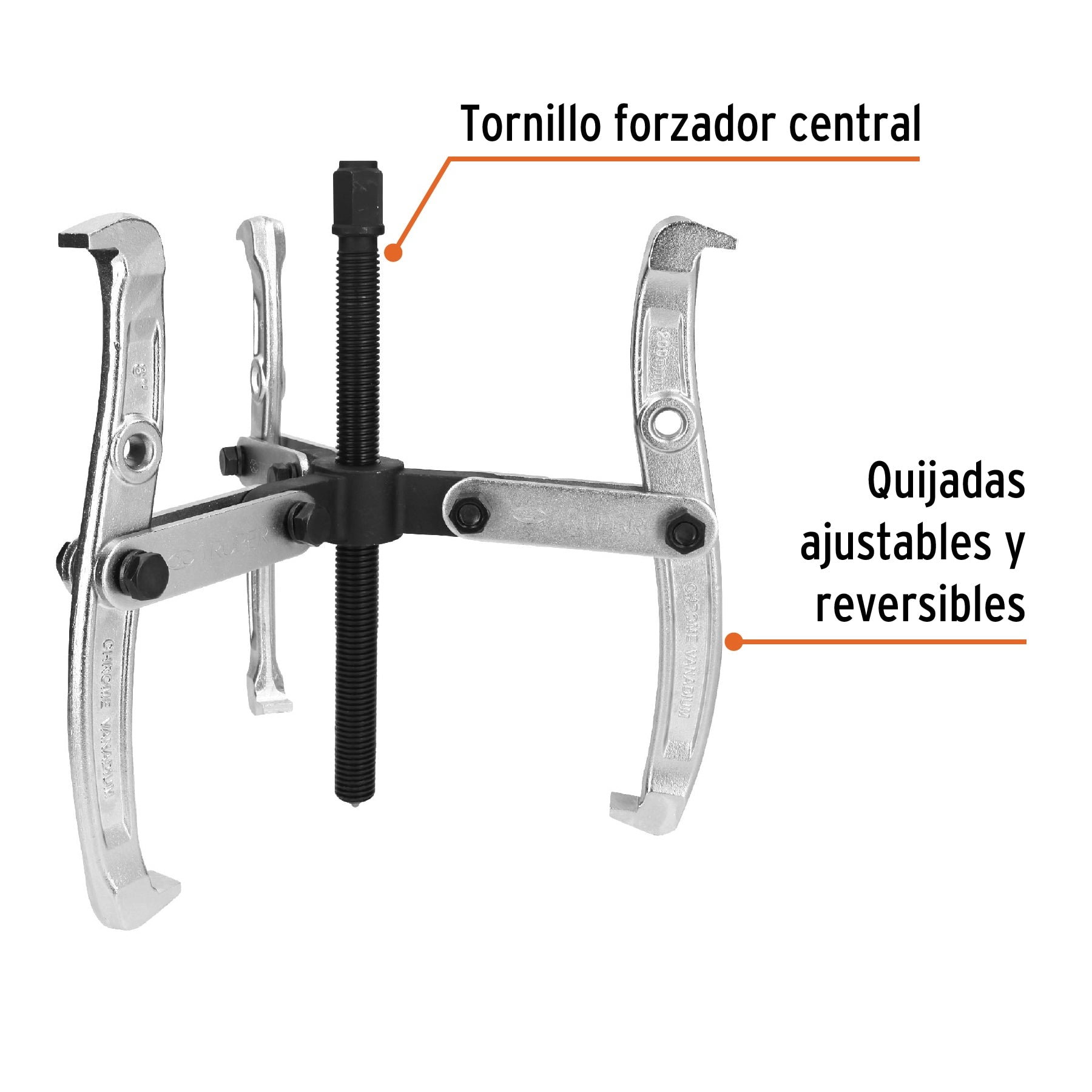 Extractor de poleas, 3 patas, 8", Truper - 14509