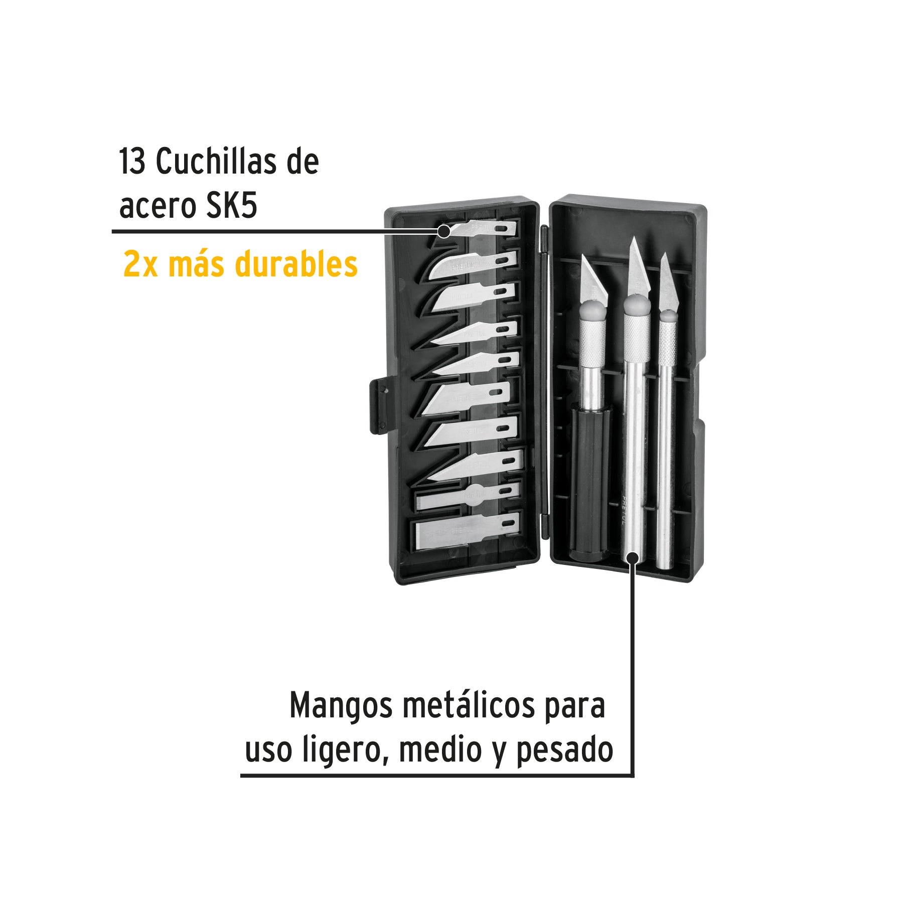 Juego de bisturí con 13 piezas en estuche, Pretul - 22409