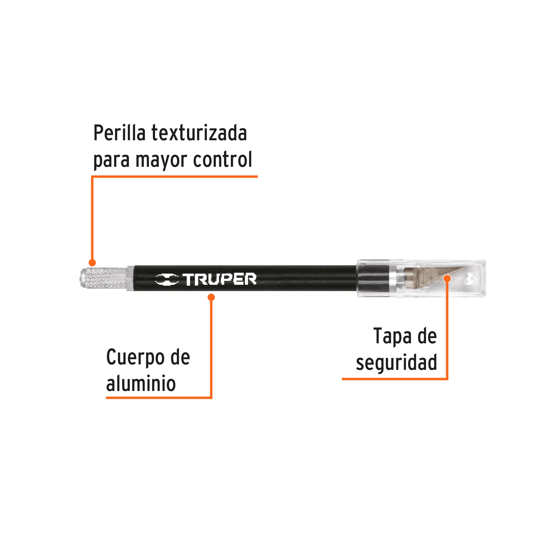 Bisturí exacto 6" profesional con 5 cuchillas de acero SK5, Truper - 16969