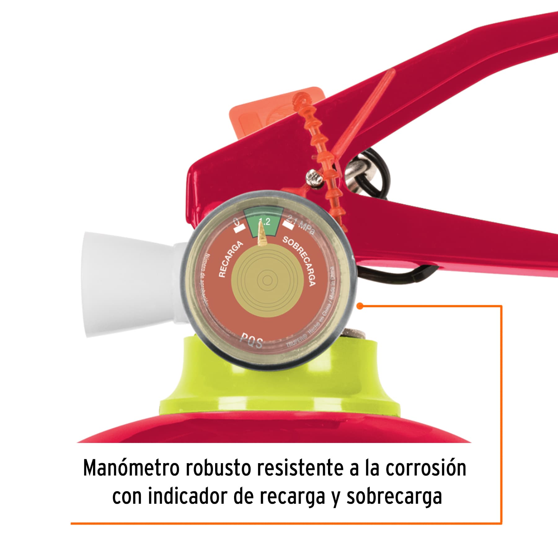 Extintor portátil recargable 1 kg, polvo tipo ABC, Truper - 100276