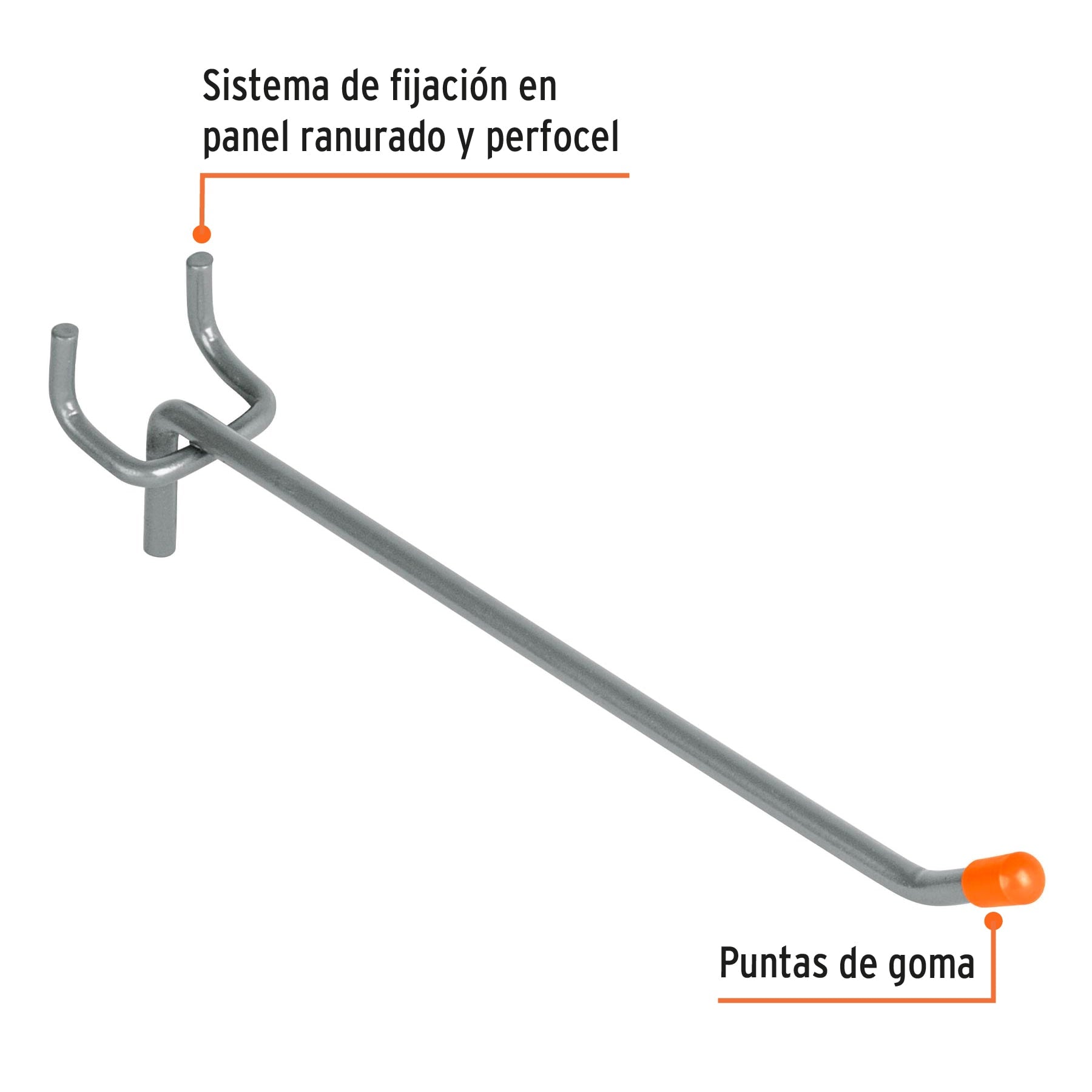 Gancho recto de 6" para perfocel y panel ranurado, Truper - 50152