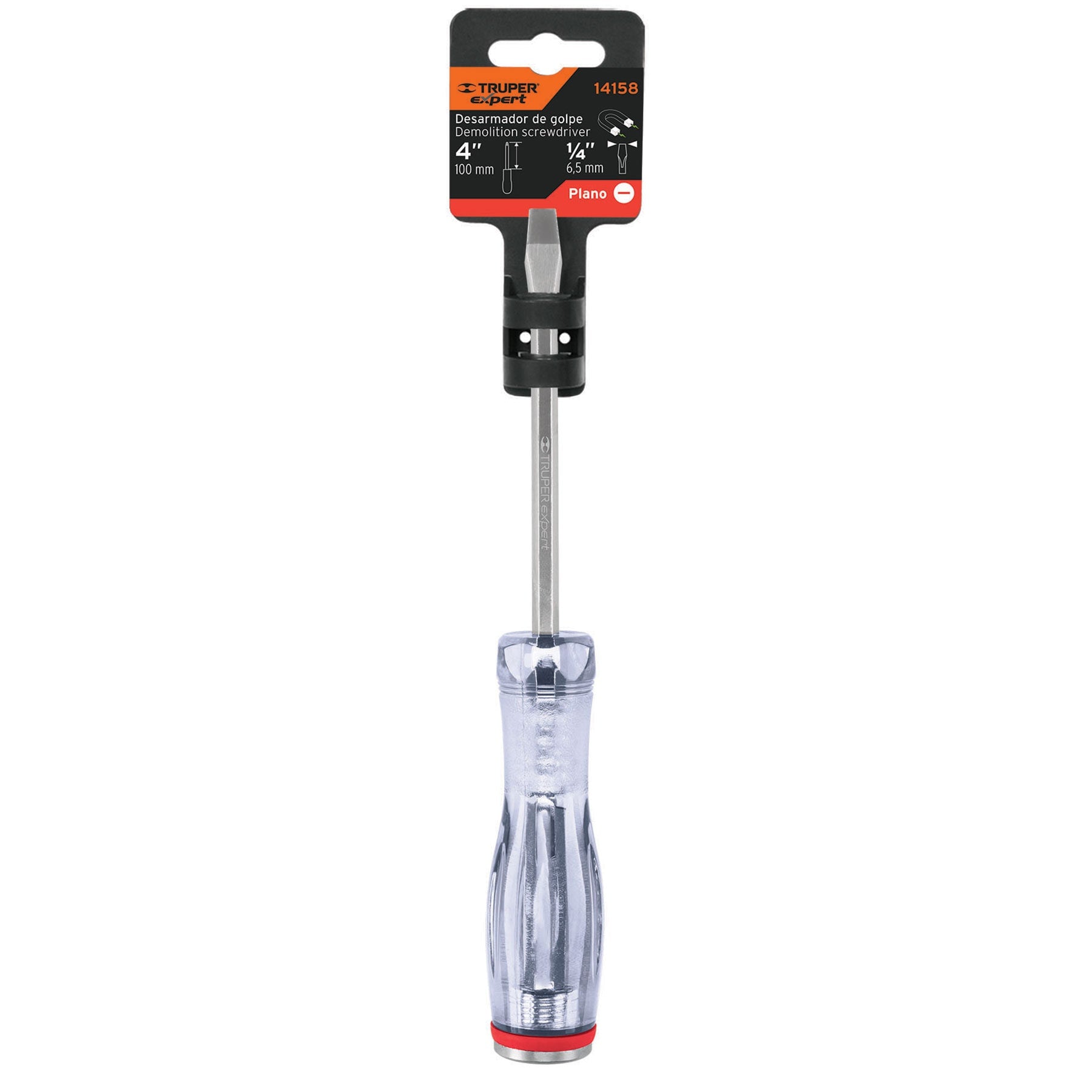 Desarmador plano de golpe 1/4" x 4", Truper - 14158