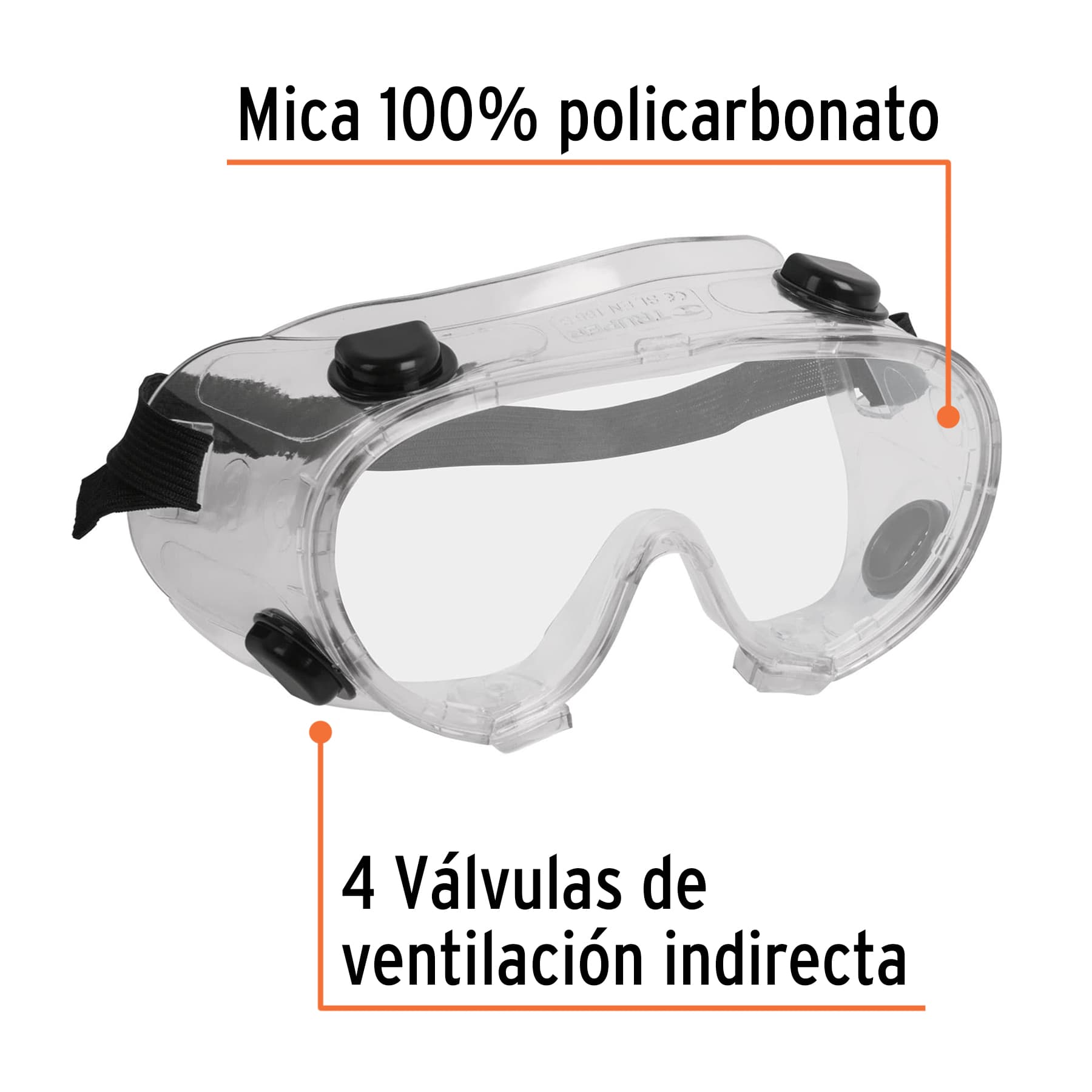 Lentes de seguridad con válvulas de ventilación indirecta Truper - 14220