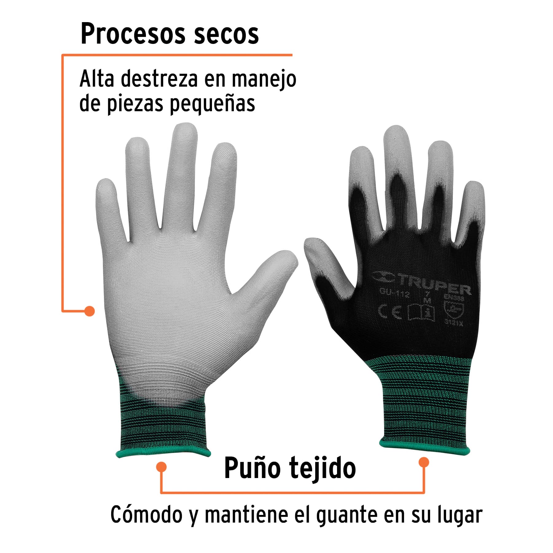 Guantes de nylon recubiertos de poliuretano, G, Truper - 13292
