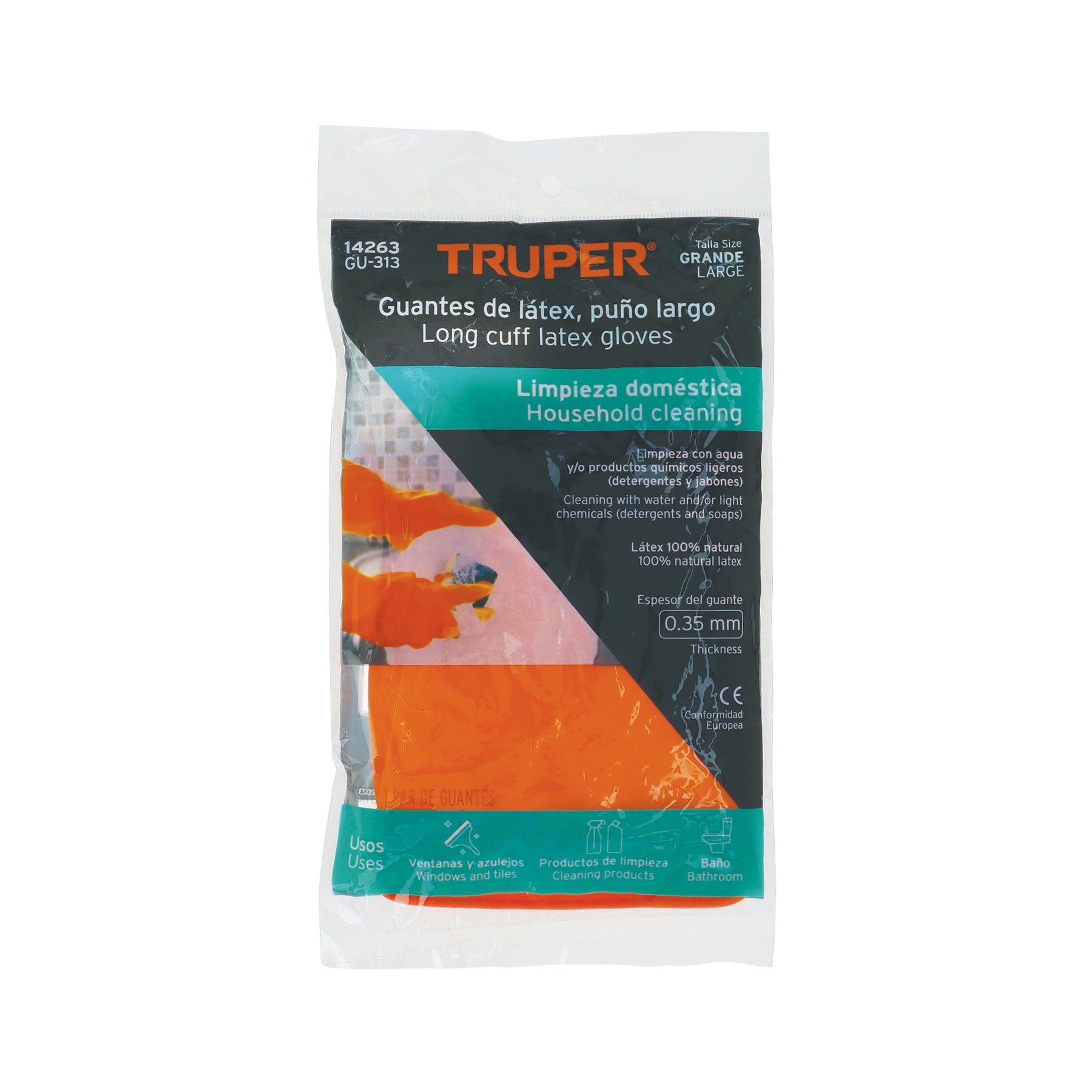 Guantes de látex para limpieza, G, TRUPER - 14263