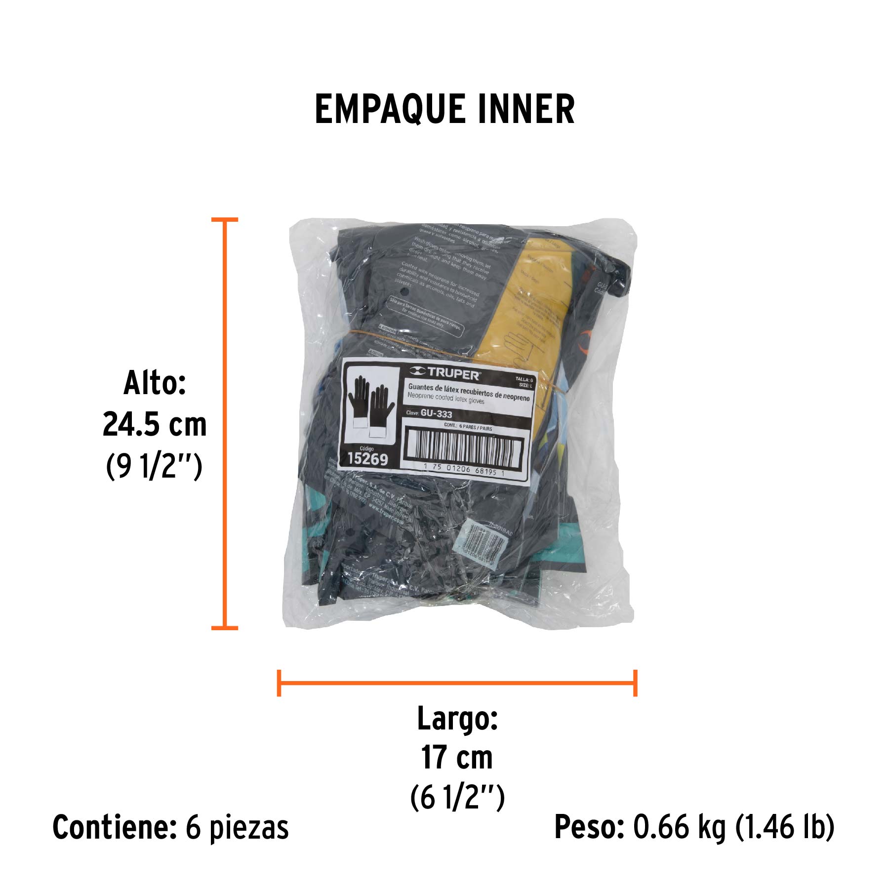Guantes de látex reforzados para limpieza, G, TRUPER - 15269