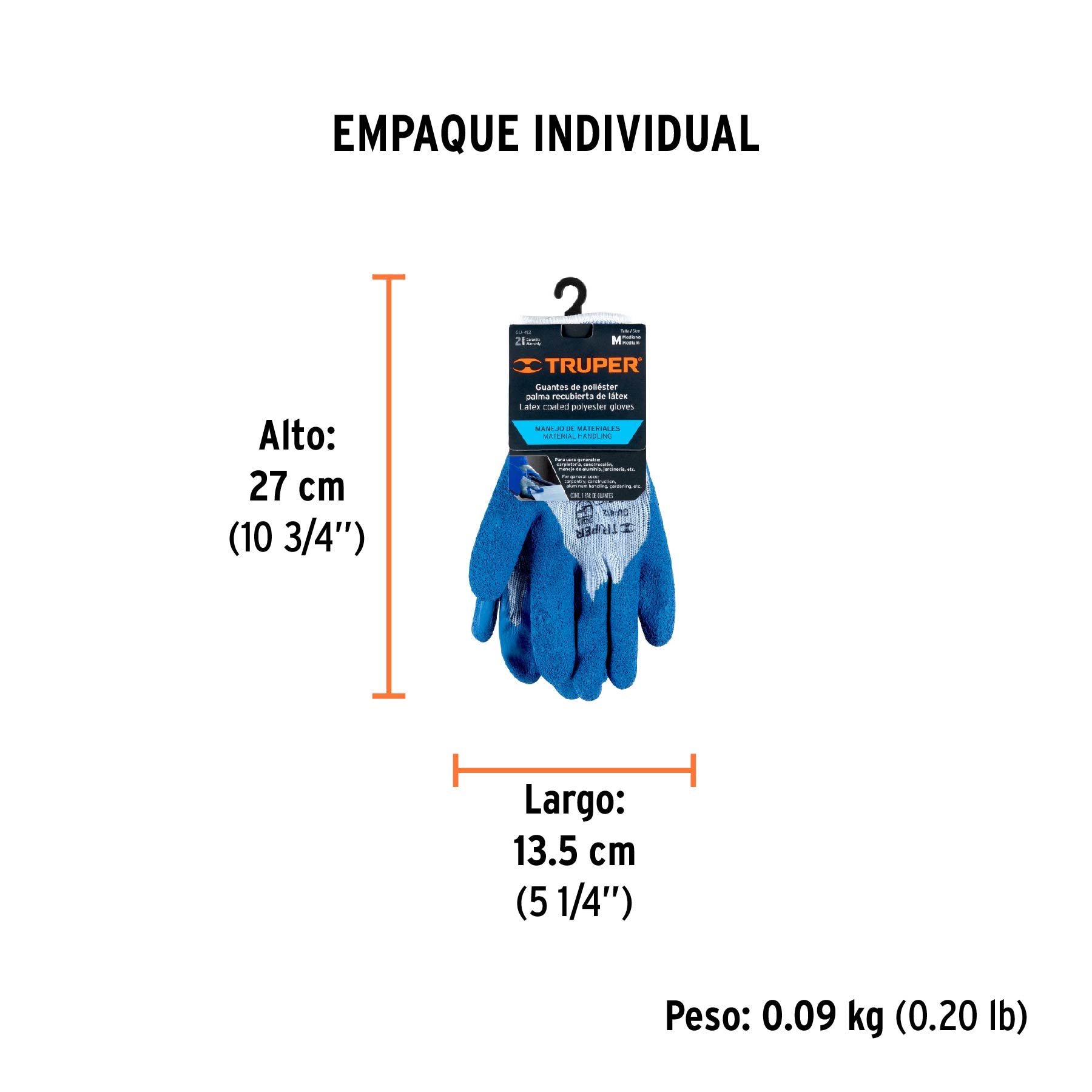 Guantes de poliéster recubiertos de latex, M, TRUPER - 15266