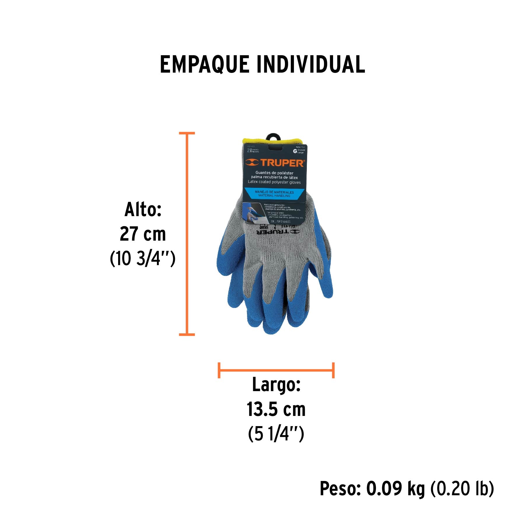 Guantes de poliéster recubiertos de latex, G, TRUPER - 15267