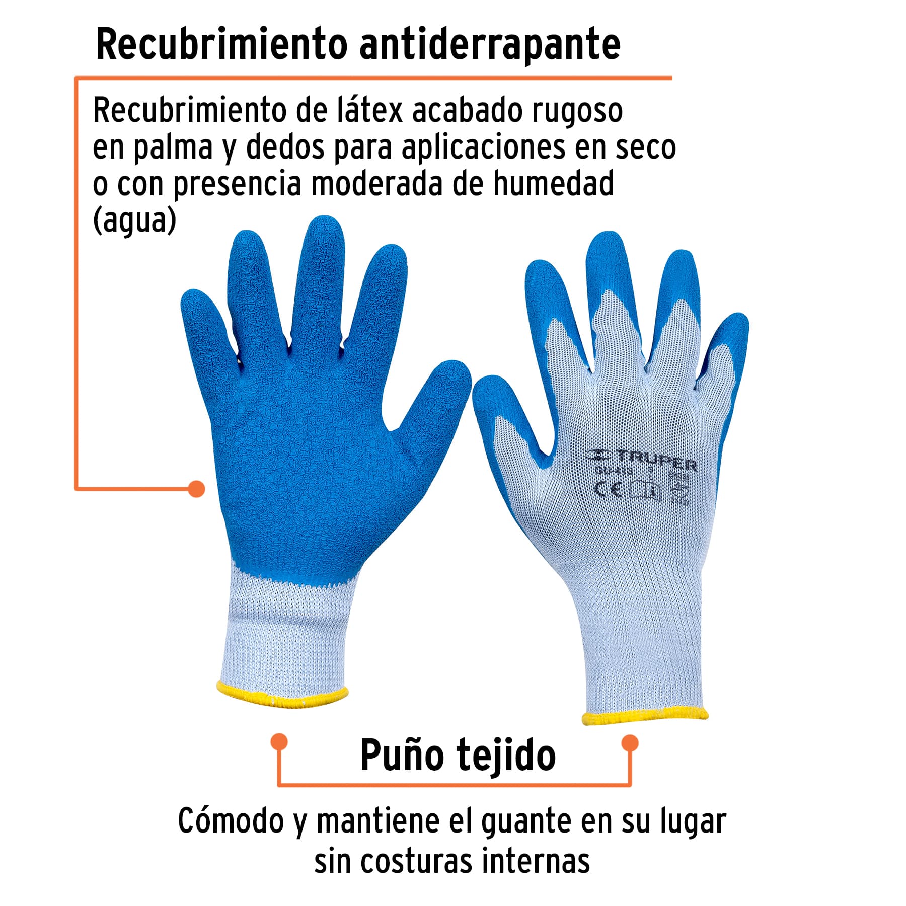 Guantes de poliéster recubiertos de latex, G, TRUPER - 15267