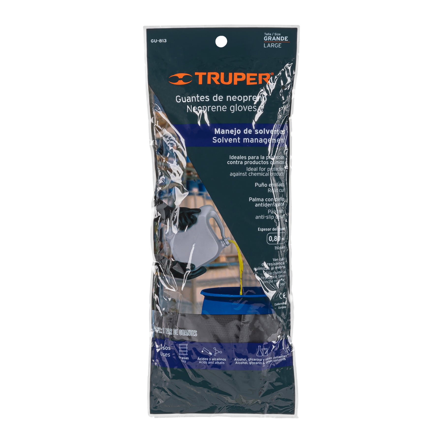 Guantes de neopreno para manejo de químicos, G, TRUPER - 14271