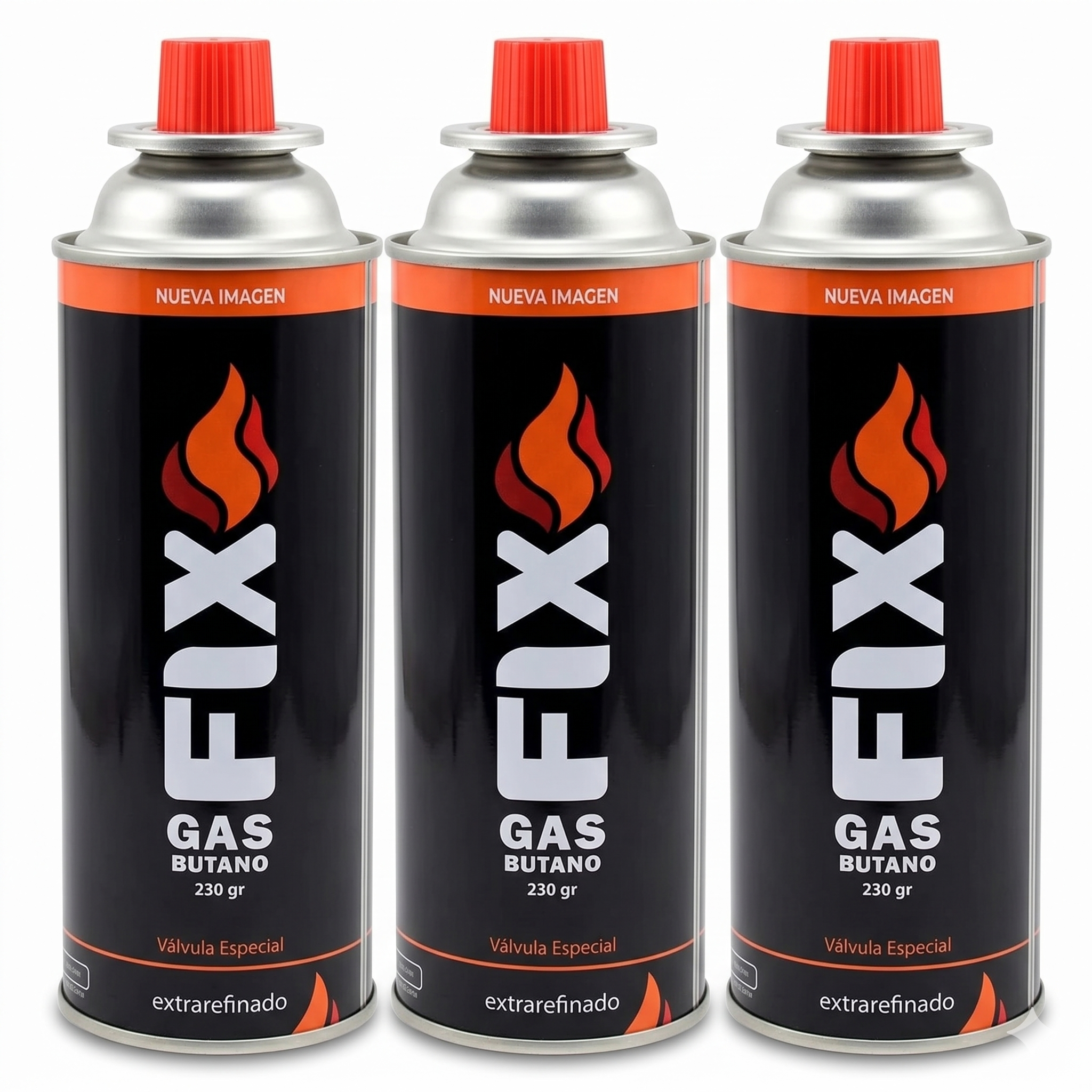 3x Gas Butano FIX Ultra Refinado valvula universal cocinillas flameadores EDI-4103