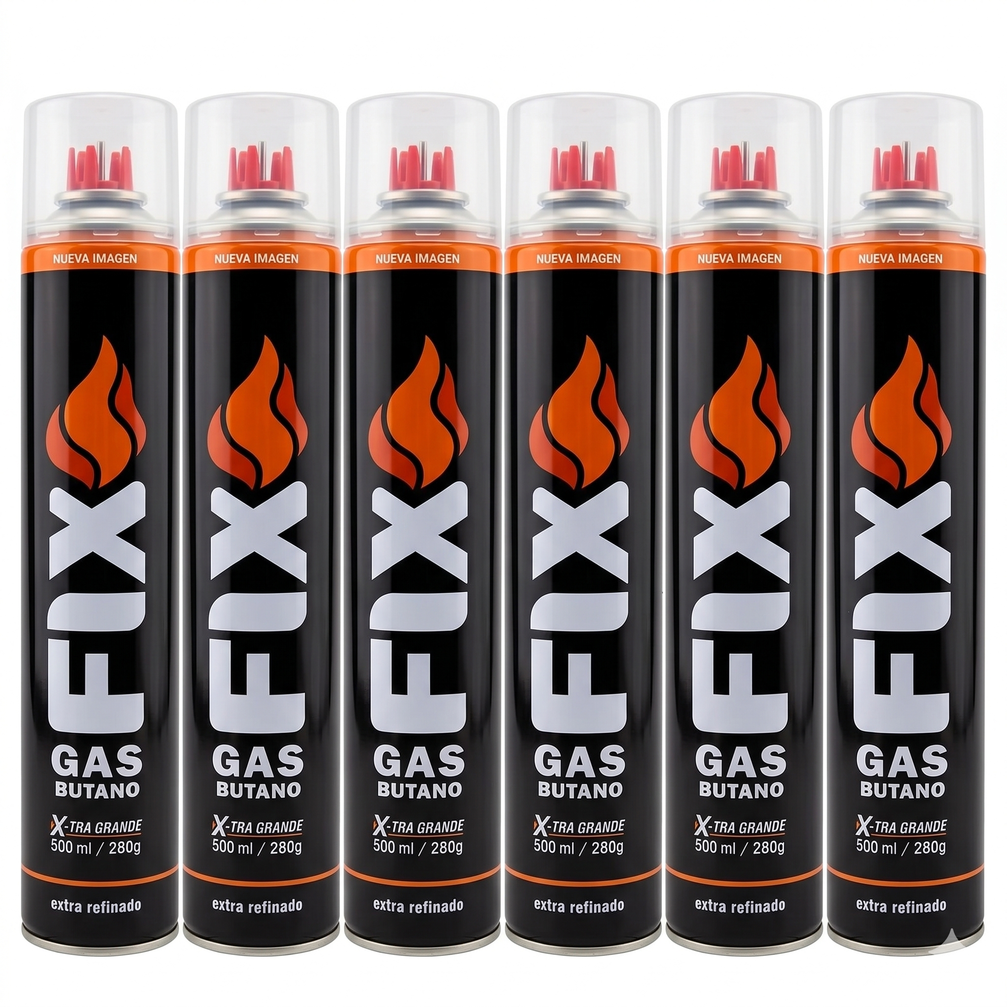 6x Gas Butano FIX Ultra Refinado Recarga Todo Tipo Encendedores sopletes 6EDI-500