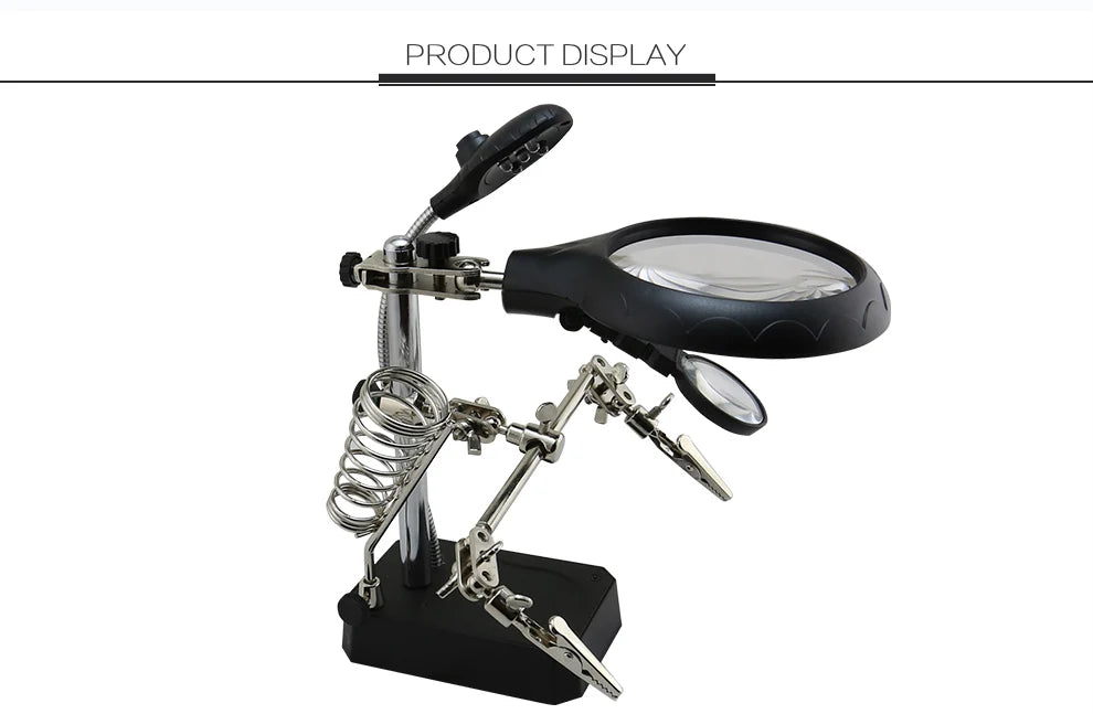 Soporte para Cautin con Lupa, Luz Led y Pinzas  EDI-16129C