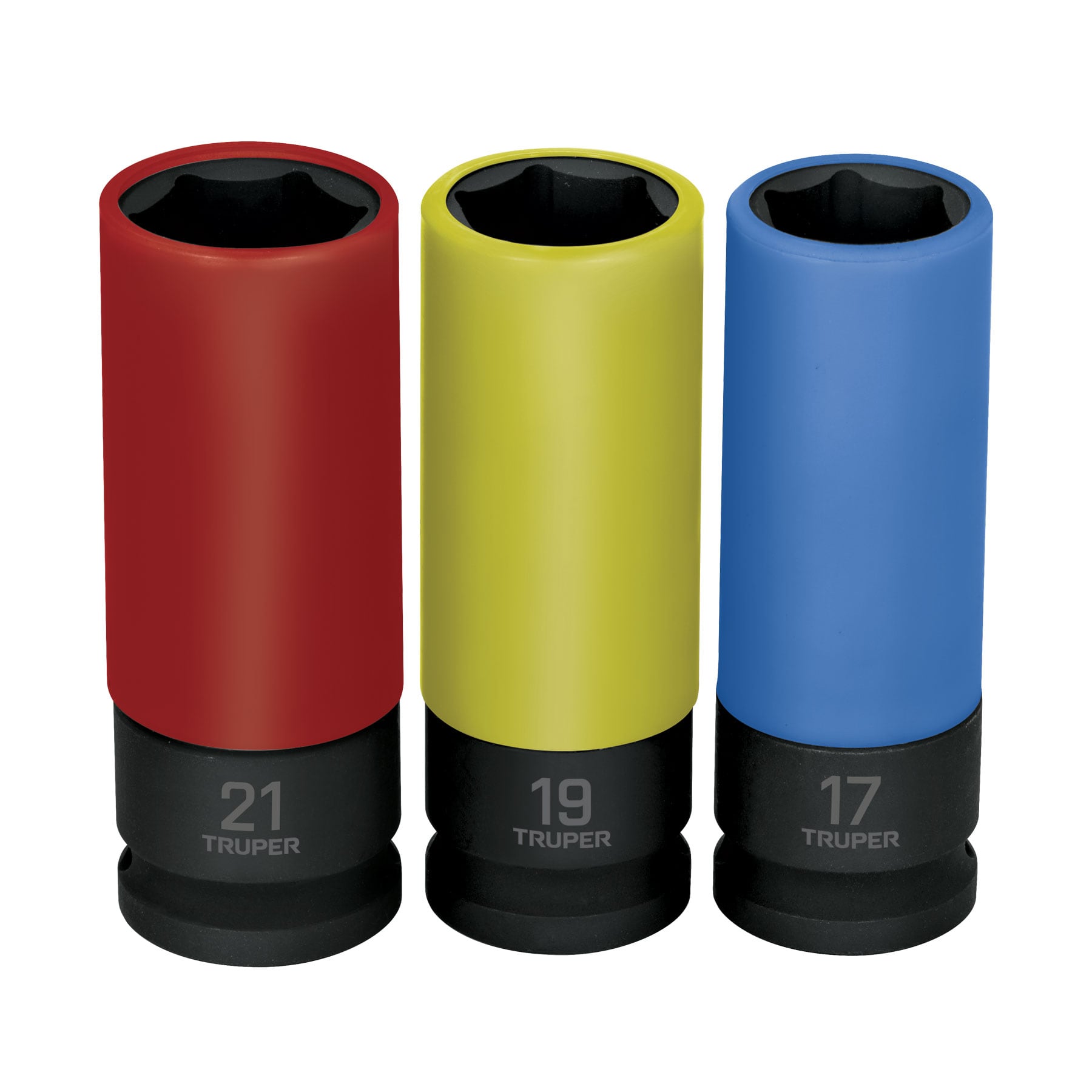 Juego 3 dados largos 1/2" impacto protección plástica 6p mm - 100942