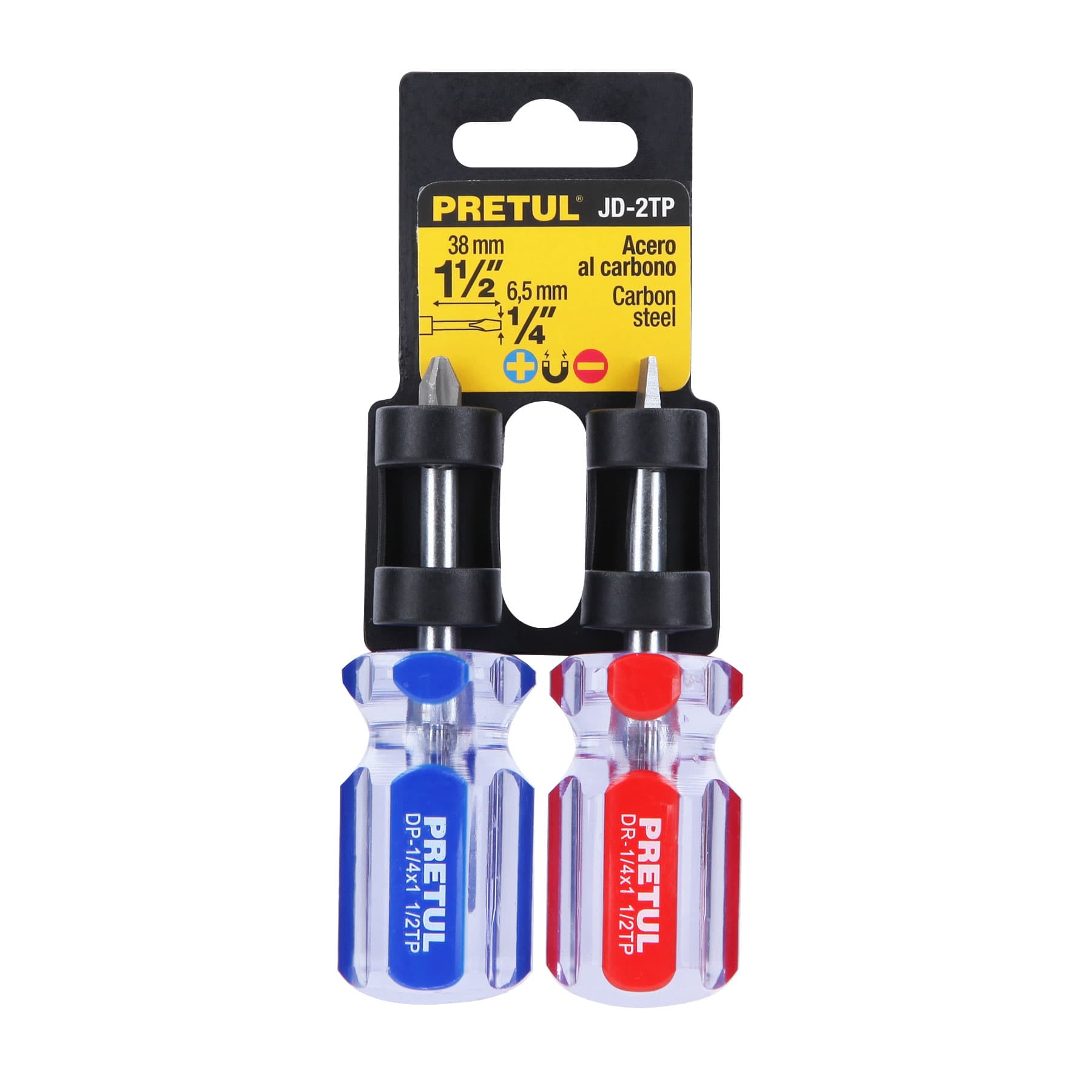 Dúo de desarmadores 1/4 x 1-1/2" mango de PVC Pretul - 21379