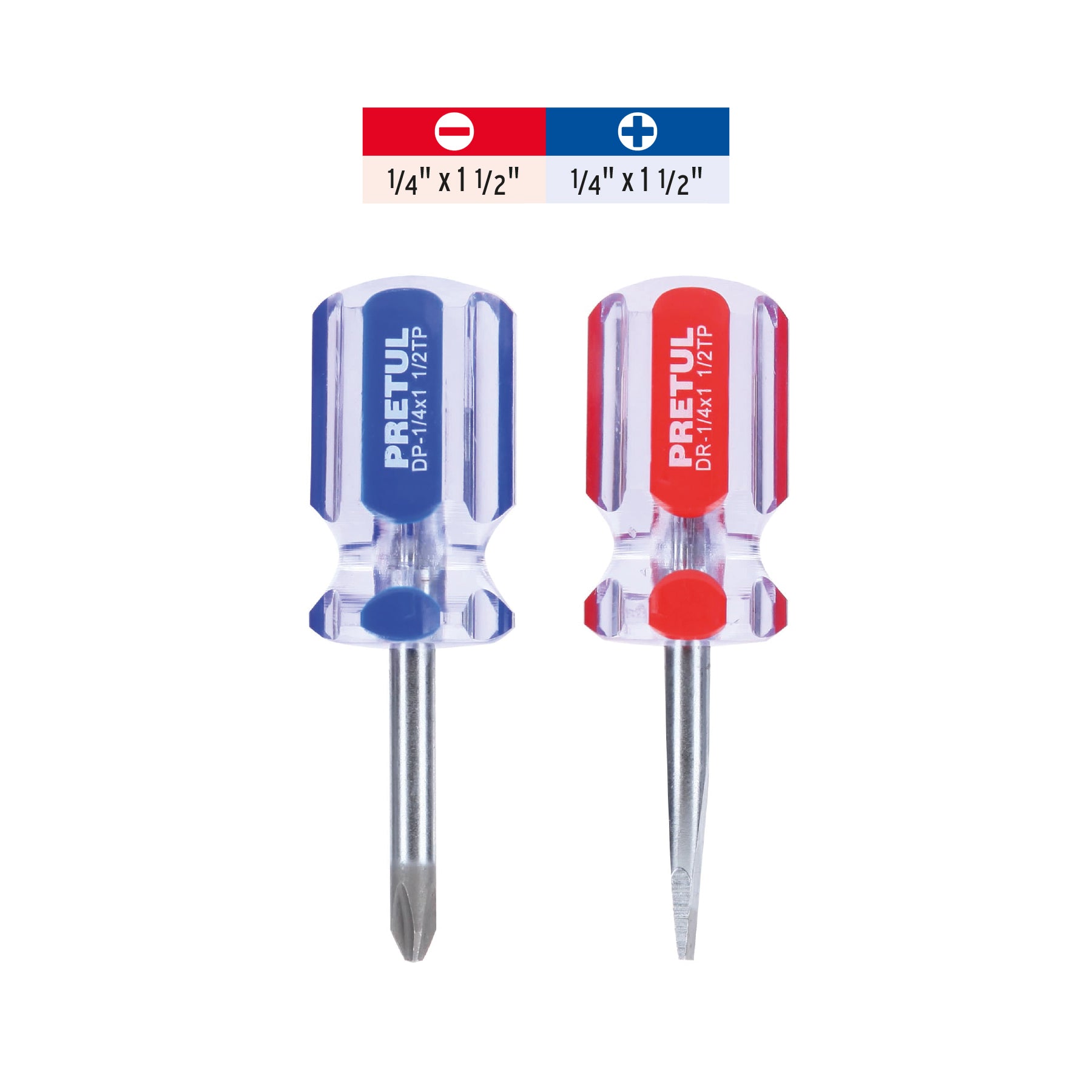 Dúo de desarmadores 1/4 x 1-1/2" mango de PVC Pretul - 21379