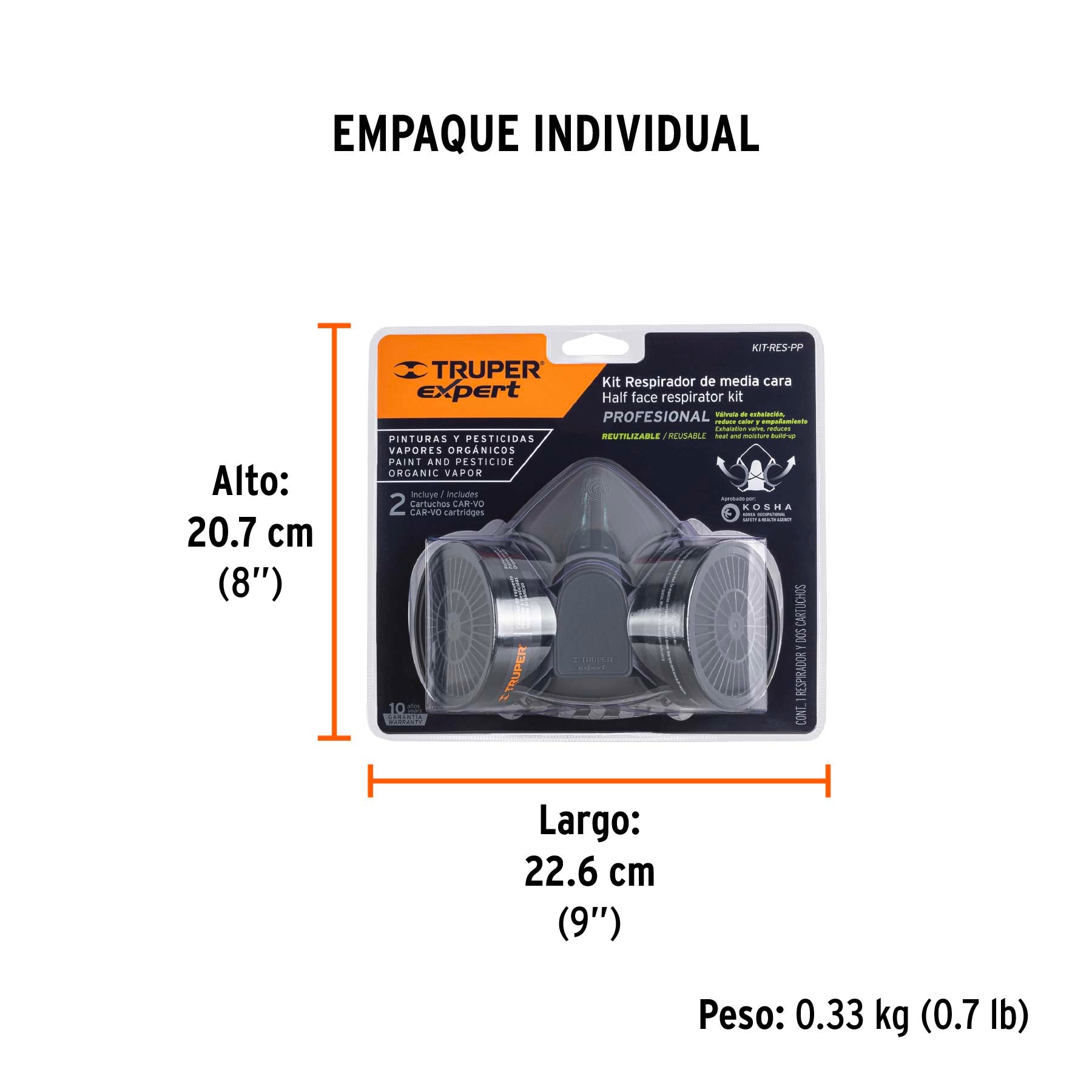 Kit respirador profesional con cartuchos pintura y pesticida - 13731