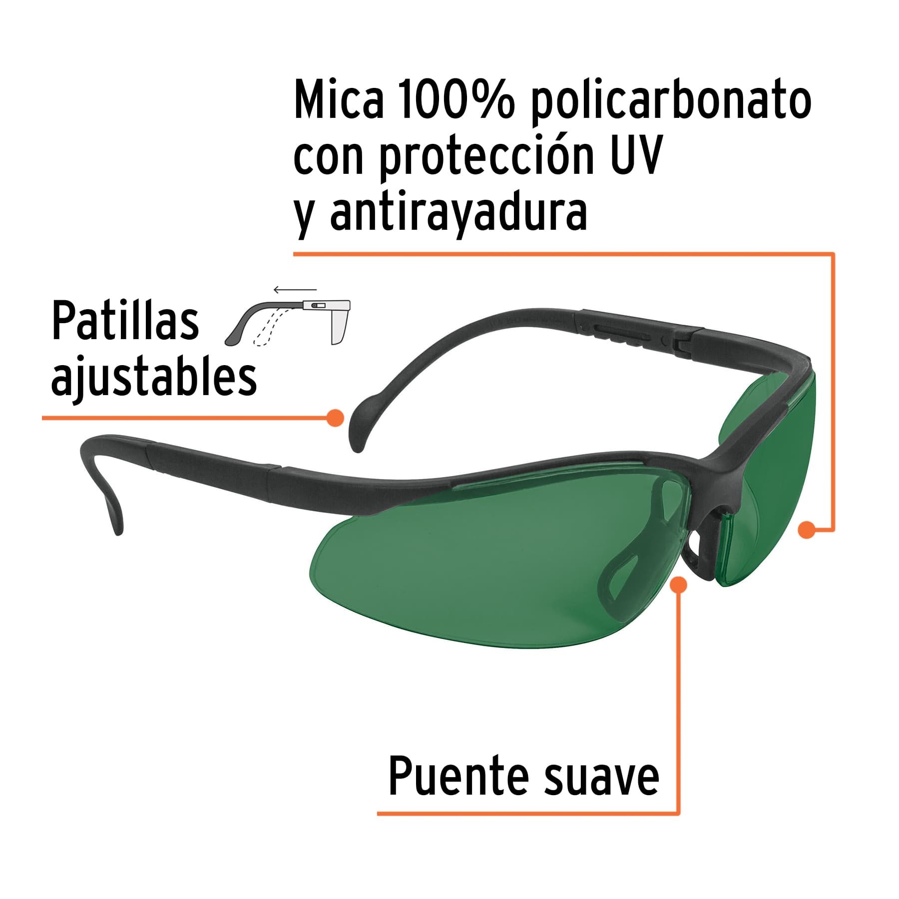 Lentes de seguridad verdes, Truper Vision - 14305