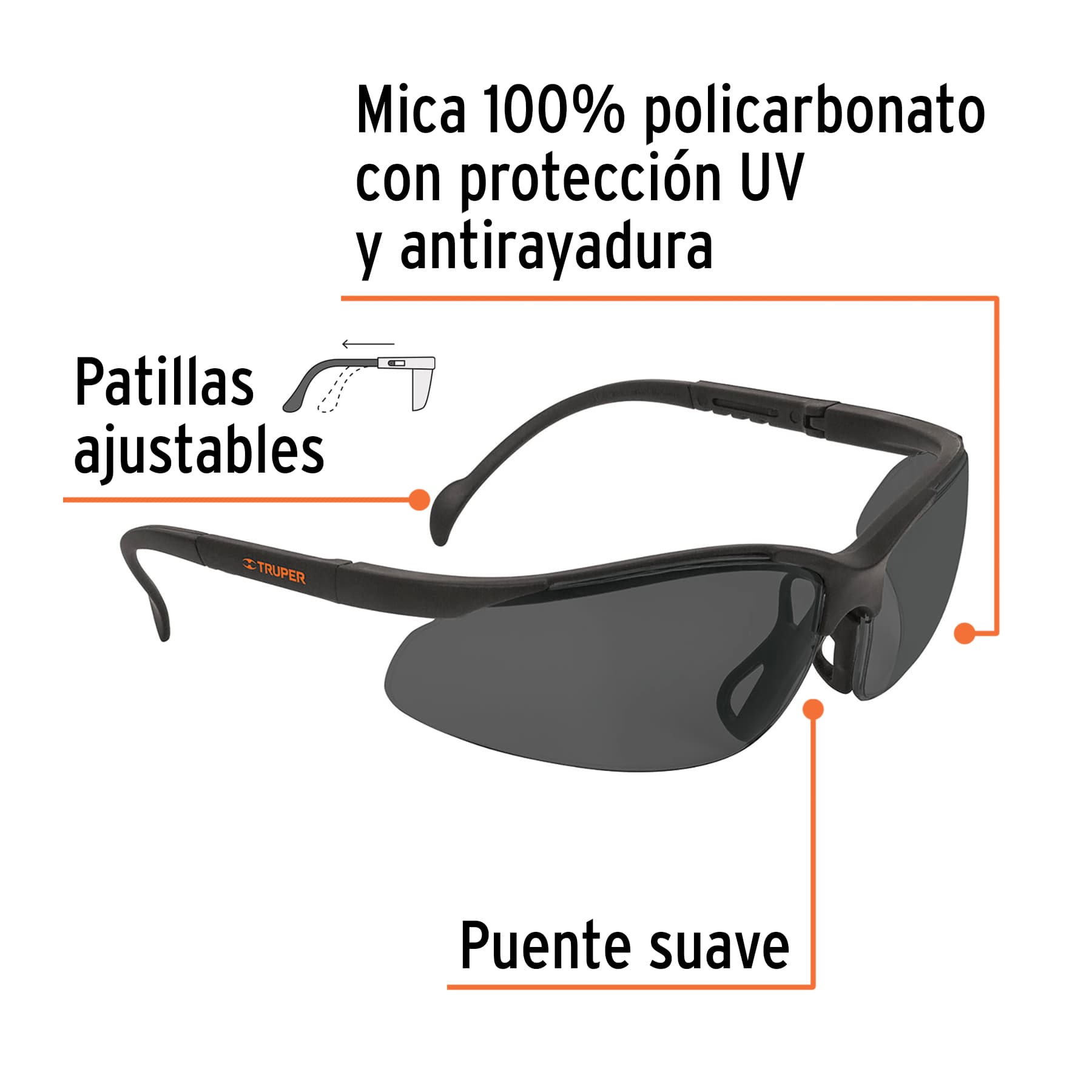 Lentes de seguridad grises, Truper Vision - 14302