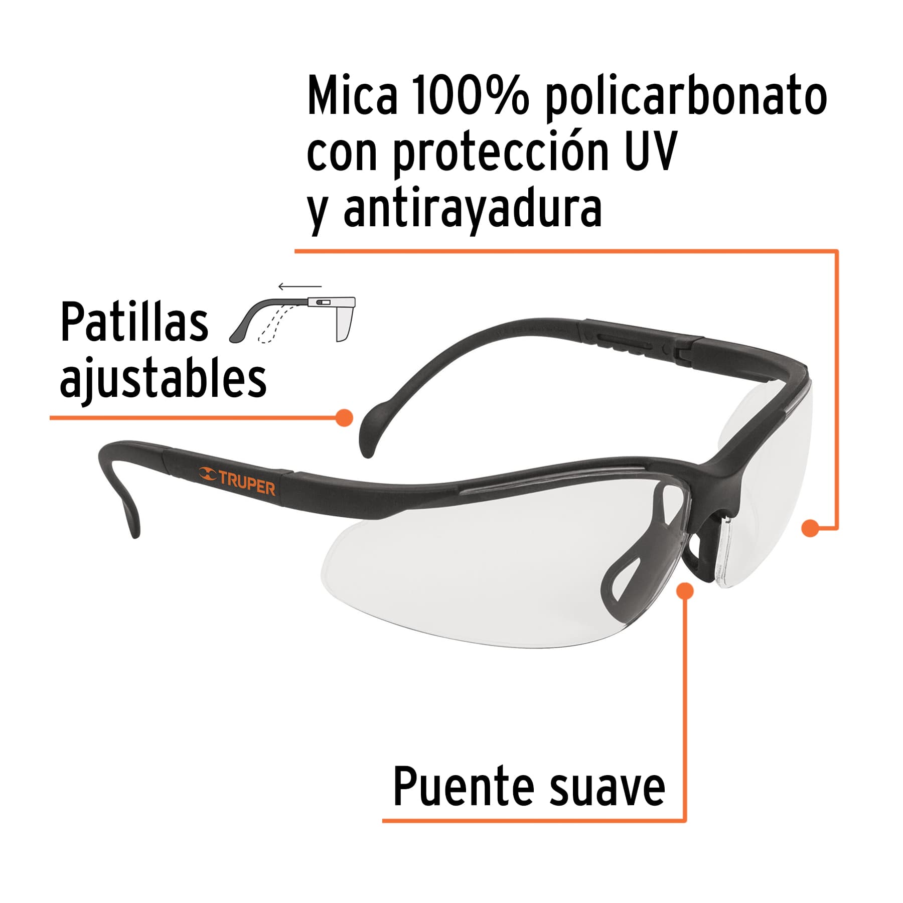 Lentes de seguridad transparentes, Truper Vision - 14301
