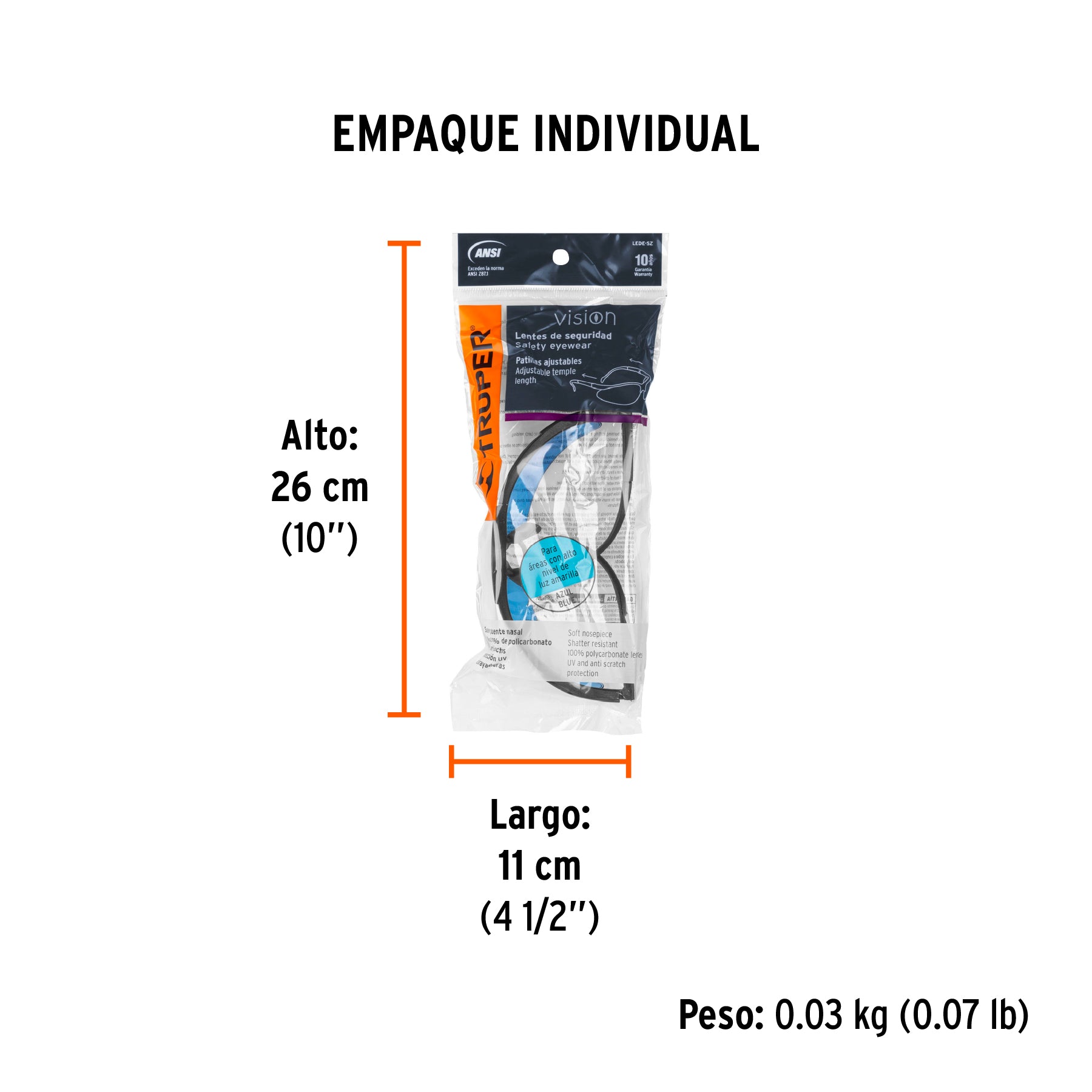 Lentes de seguridad azules, Truper Vision - 14303