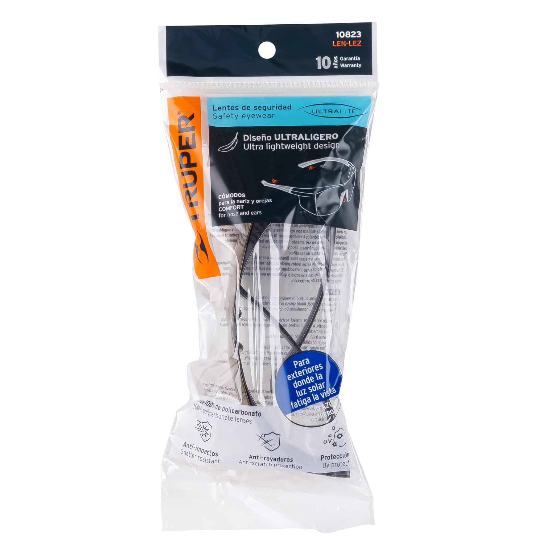 Lentes de seguridad espejo azul, Truper Ultralite - 10823