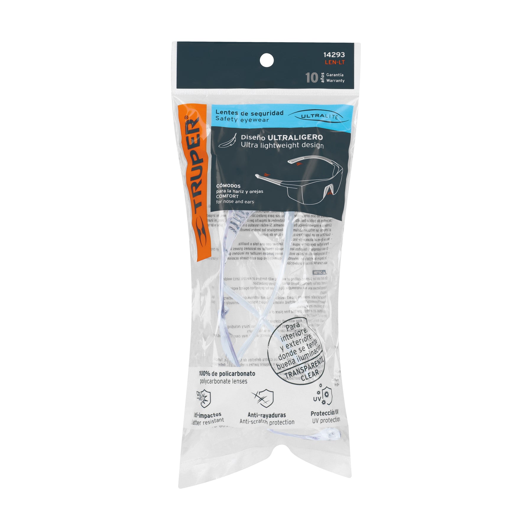 Lentes de seguridad transparentes, Truper Ultralite - 14293