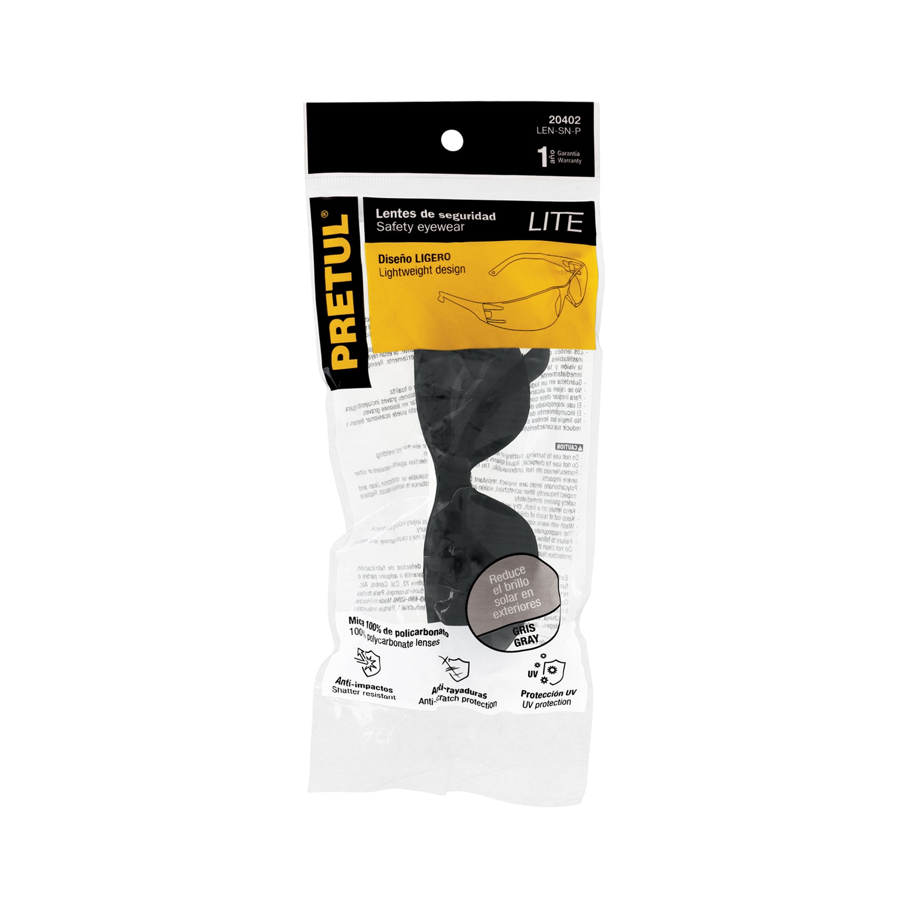 Lentes de seguridad grises, Pretul Lite - 20402