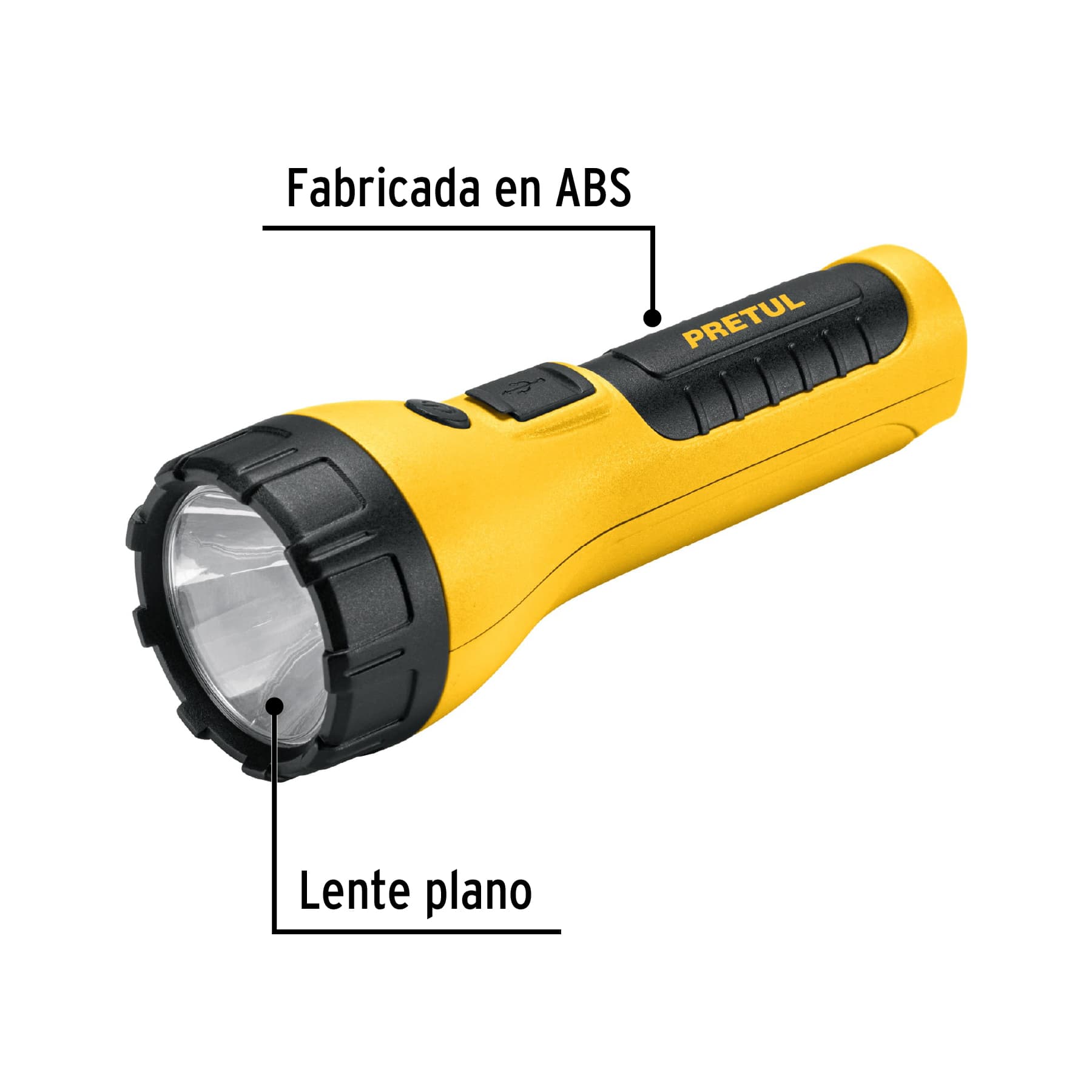 Linterna plástica recargable de LED, 180 lúmenes, Pretul - 26102