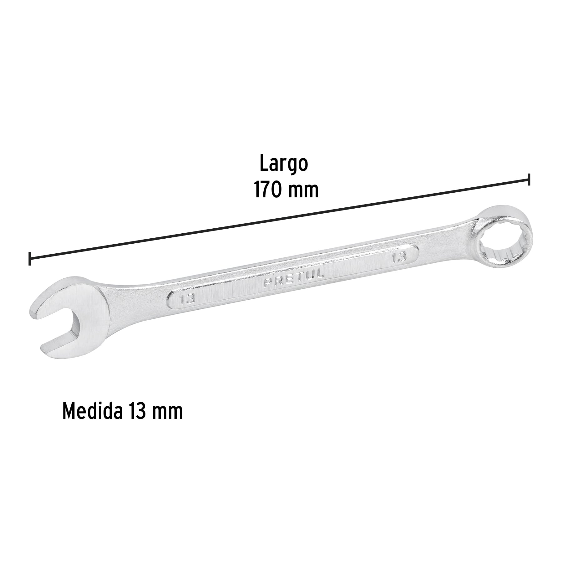 Llave combinada 13 mm x 170 mm de largo, Pretul - 21907