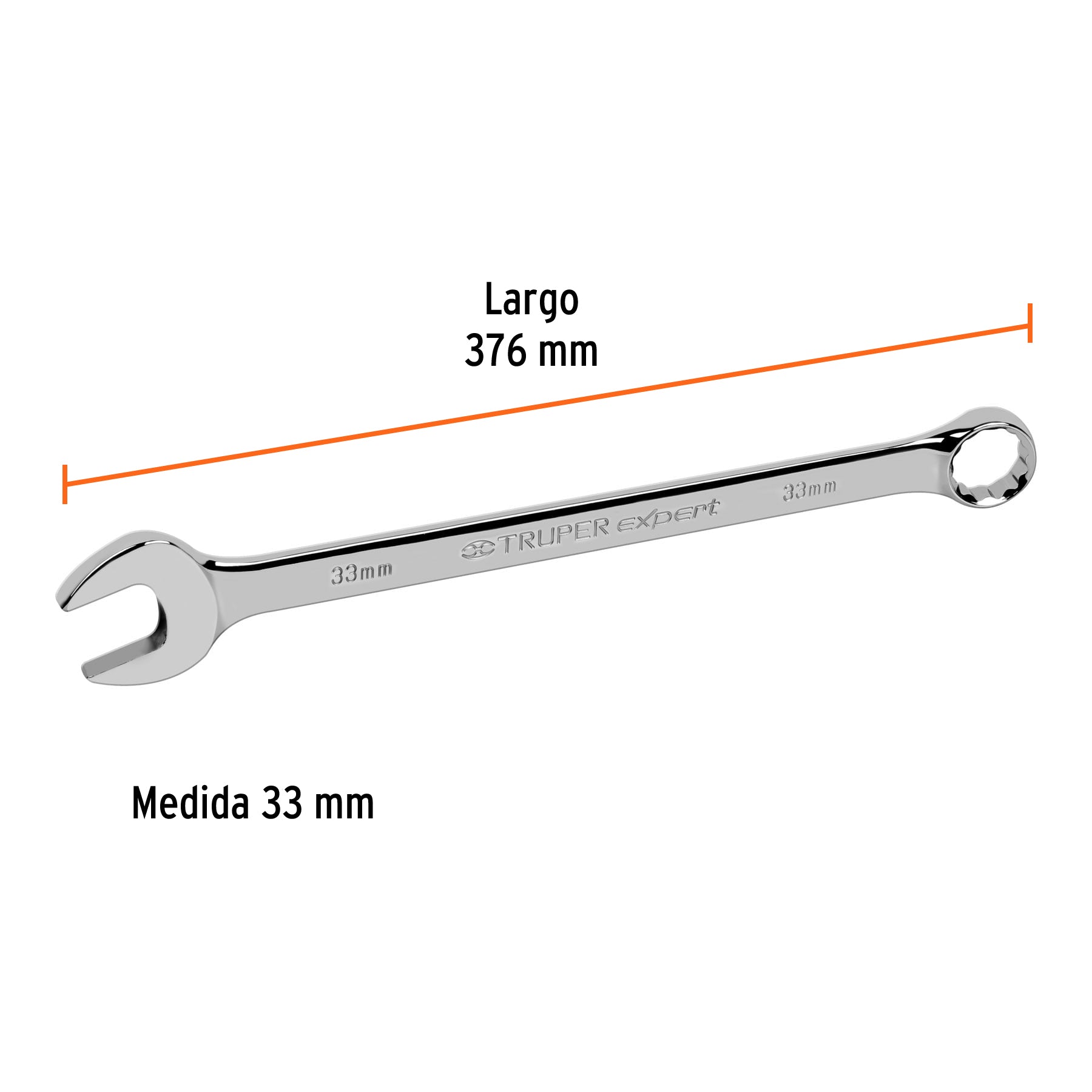 Llave combinada extralarga 33 mm x 376 mm de largo, Truper - 13818