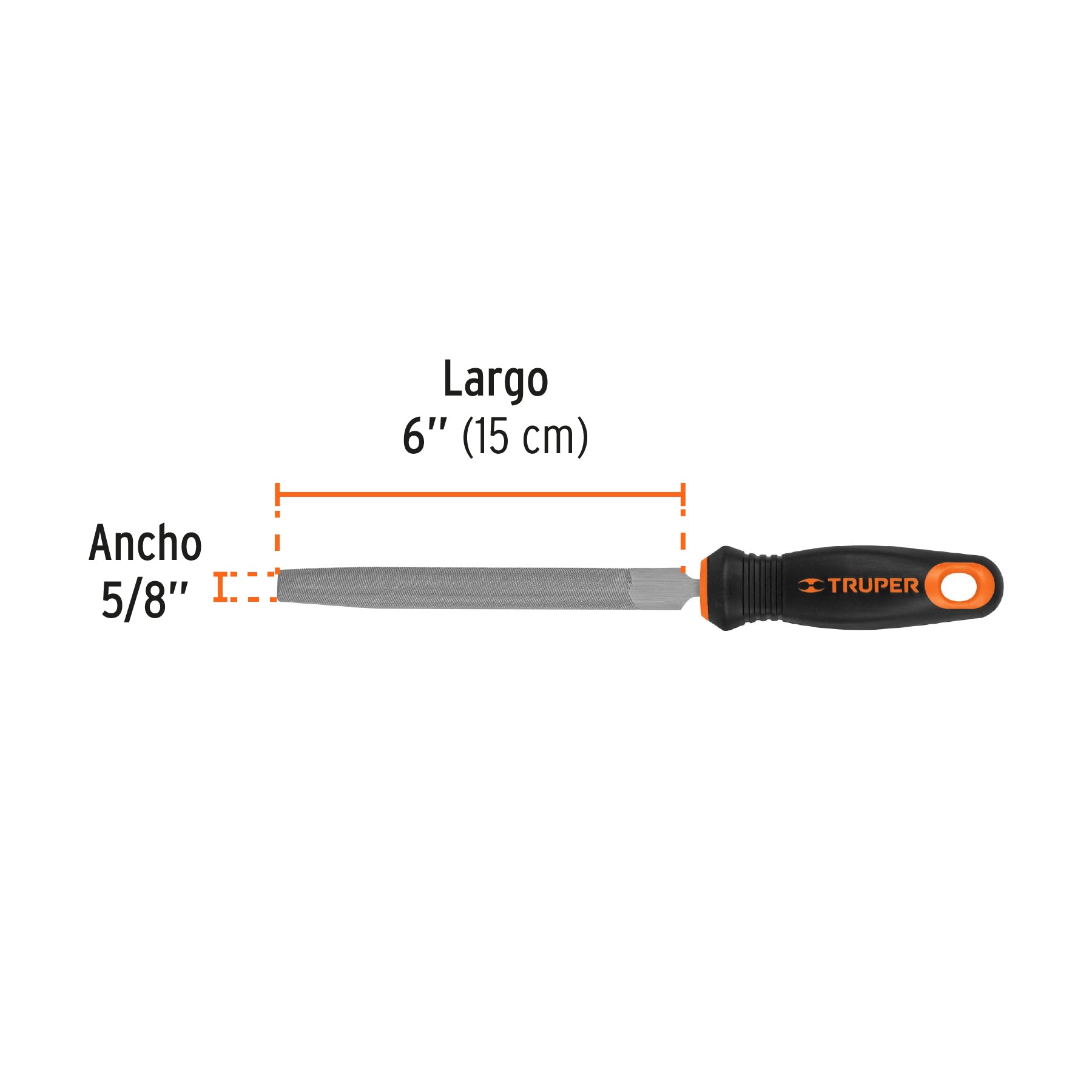Lima media caña bastarda 6" mango doble inyección, Truper - 15317