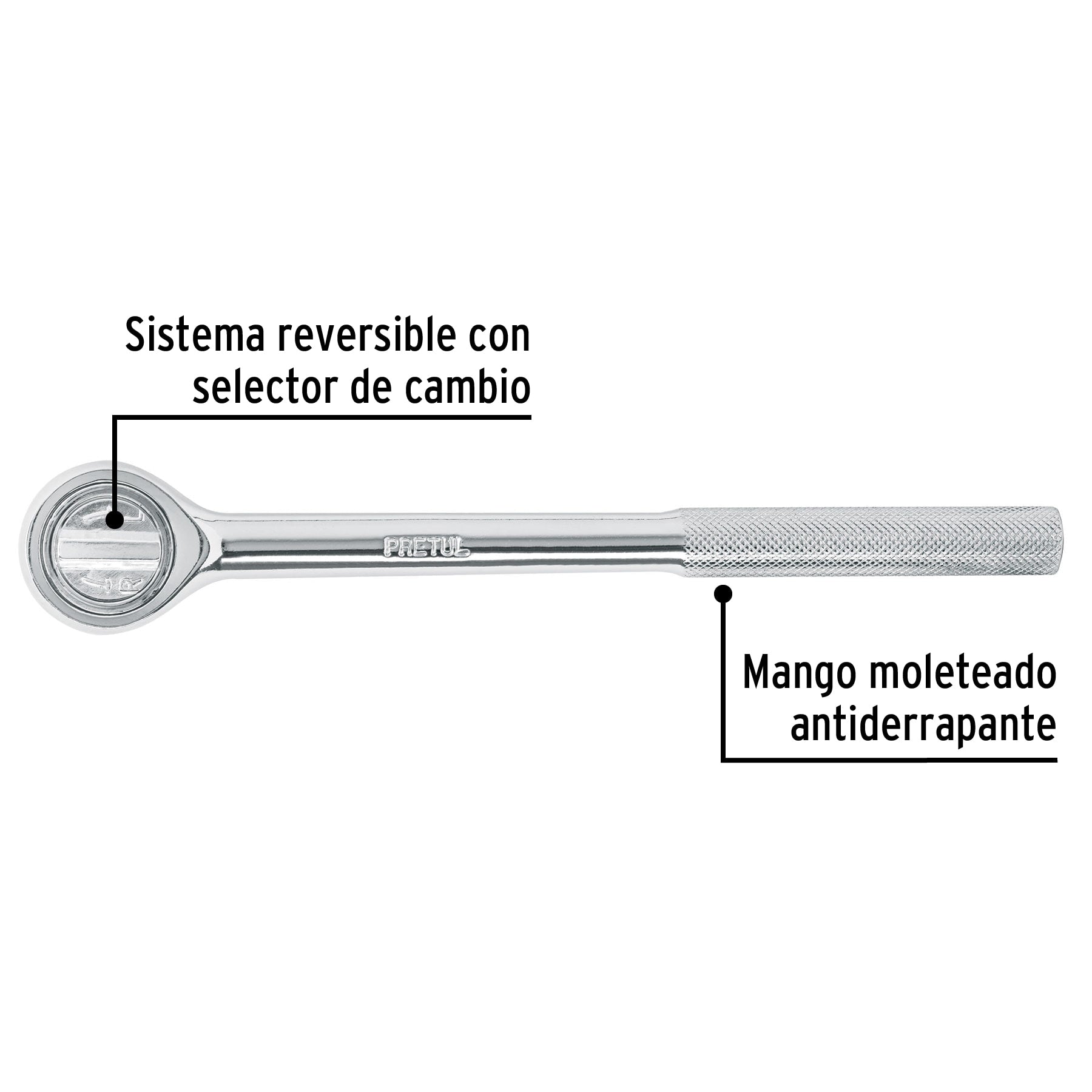 Matraca cuadro 1/2" cabeza redonda, Pretul - 21150