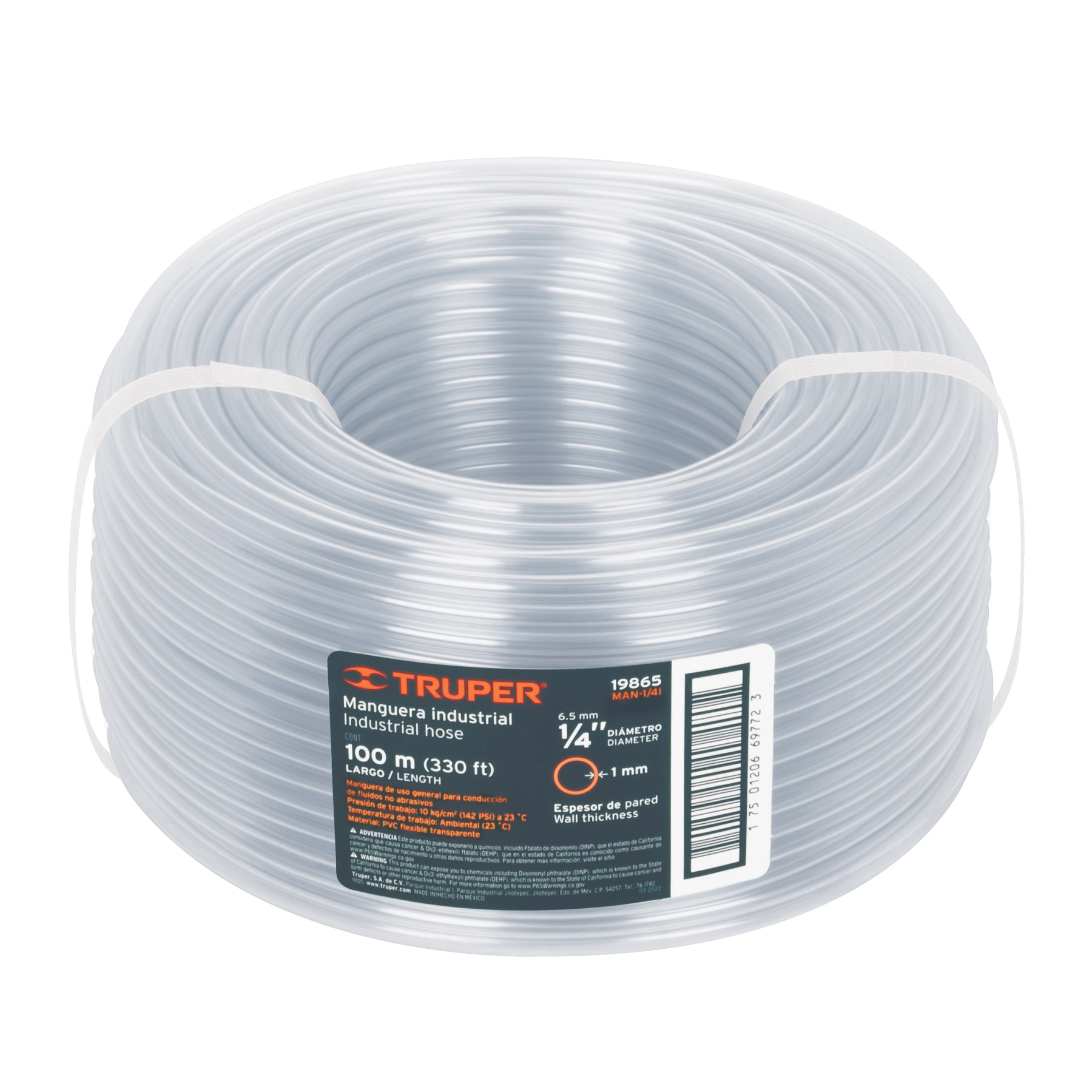 Metro de manguera 1/4" industrial en rollo de 100 m, Truper - 19865