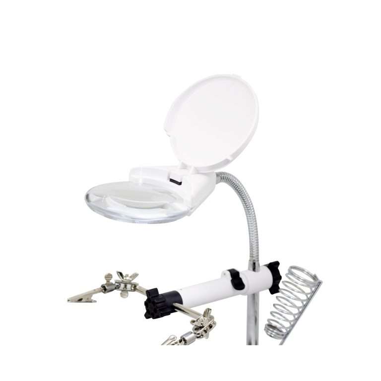 Soporte para Cautín con Lupa, Luz LED y Pinzas EDI-16090C