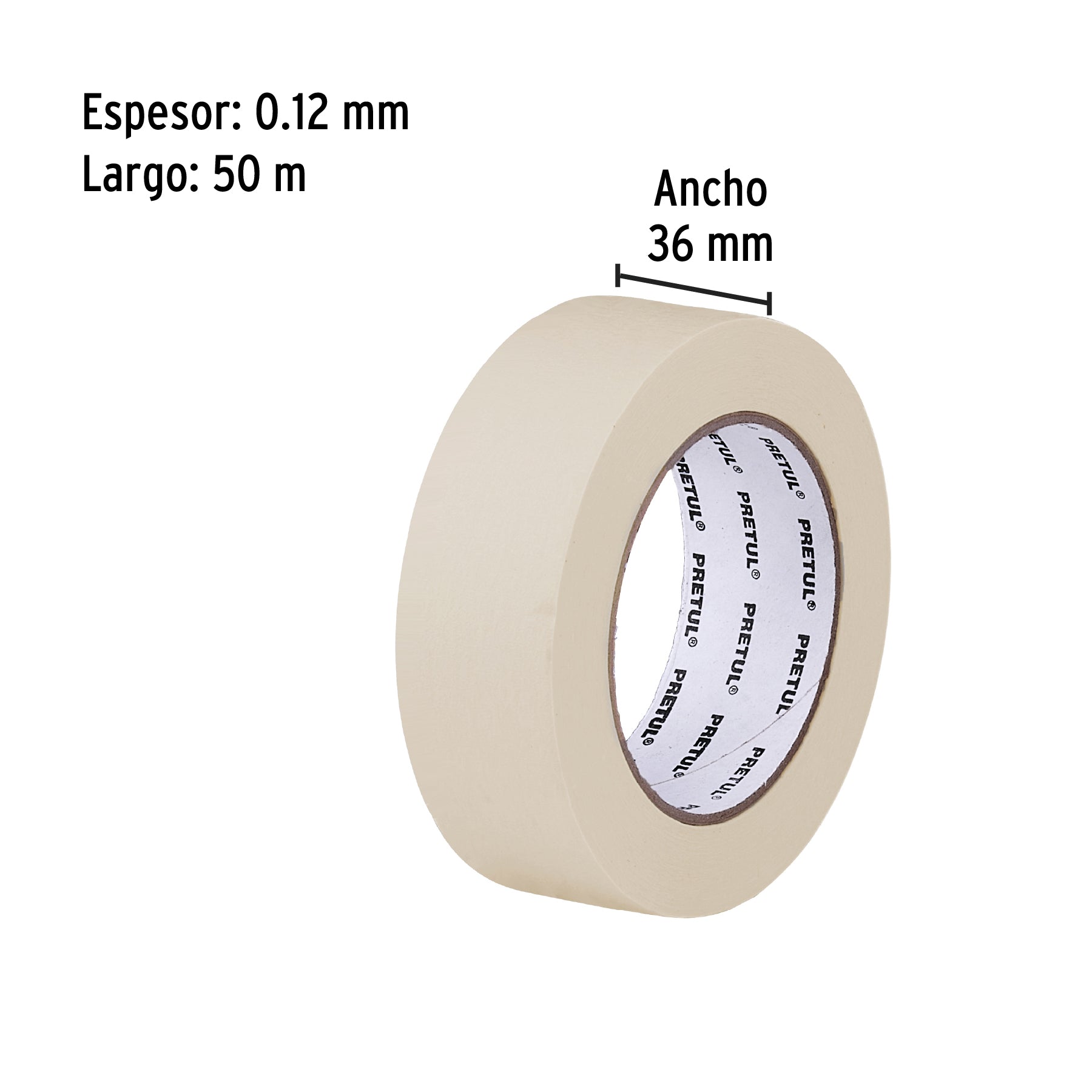 Cinta masking tape de 1-1/2" x 50 m, Pretul - 20671