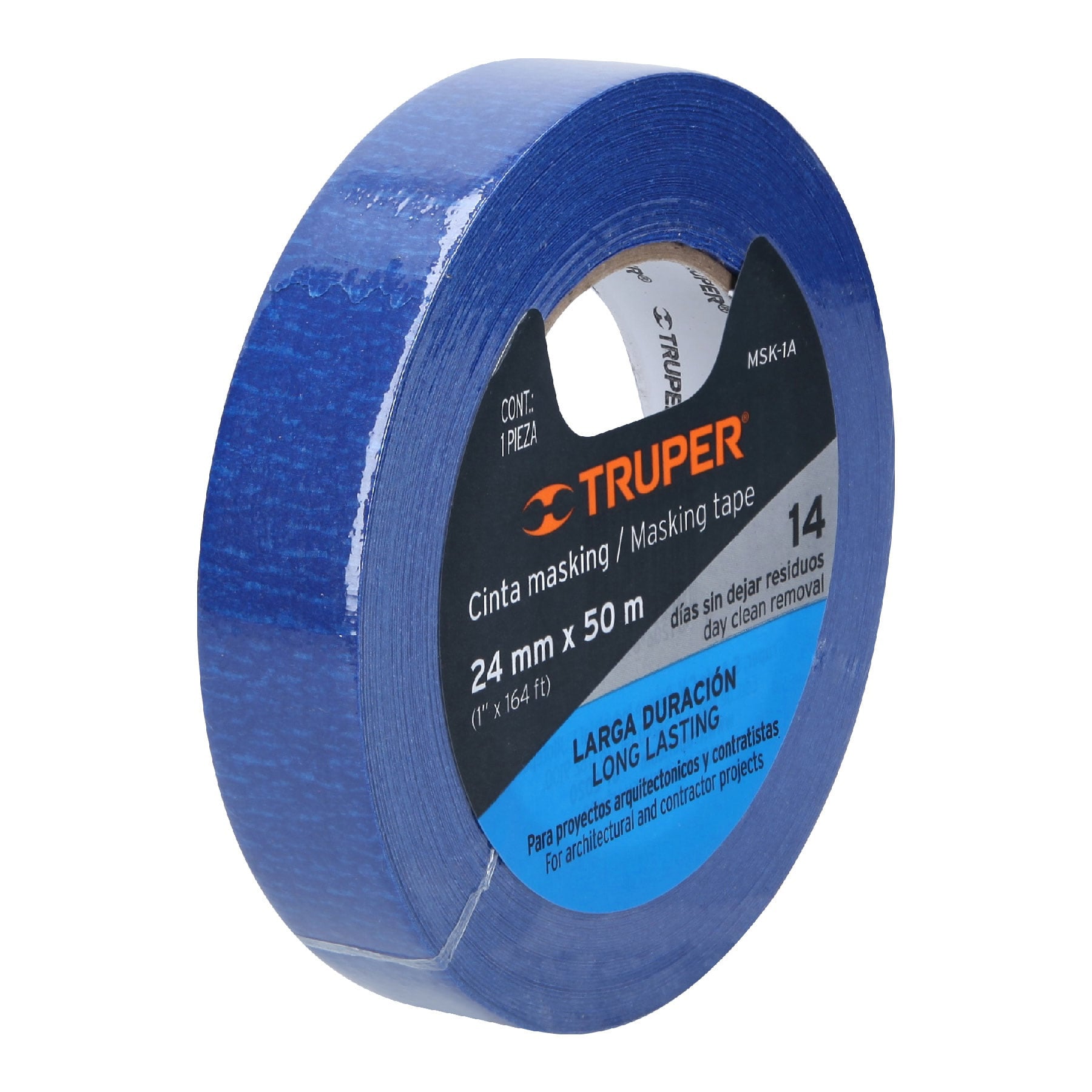 Cinta masking tape azul de 1" x 50 m, Truper - 12622