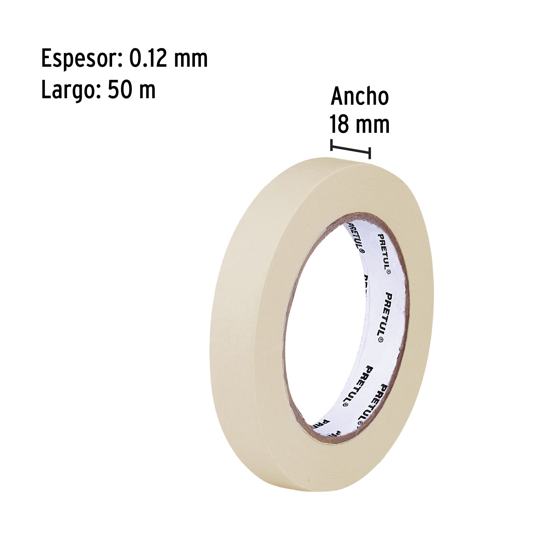 Cinta masking tape de 3/4" x 50 m, Pretul - 20669