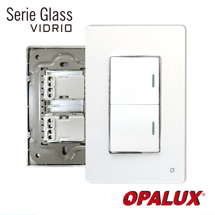 Interruptor Doble Opalux blanco OP-AT-02BL
