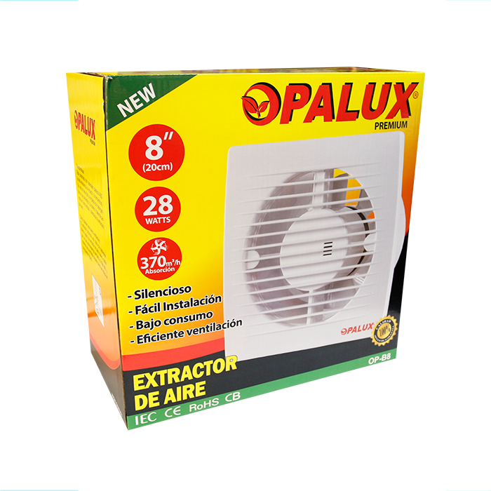 EXTRACTOR DE AIRE 8" 28W 220-240V OPALUX OP-B8N