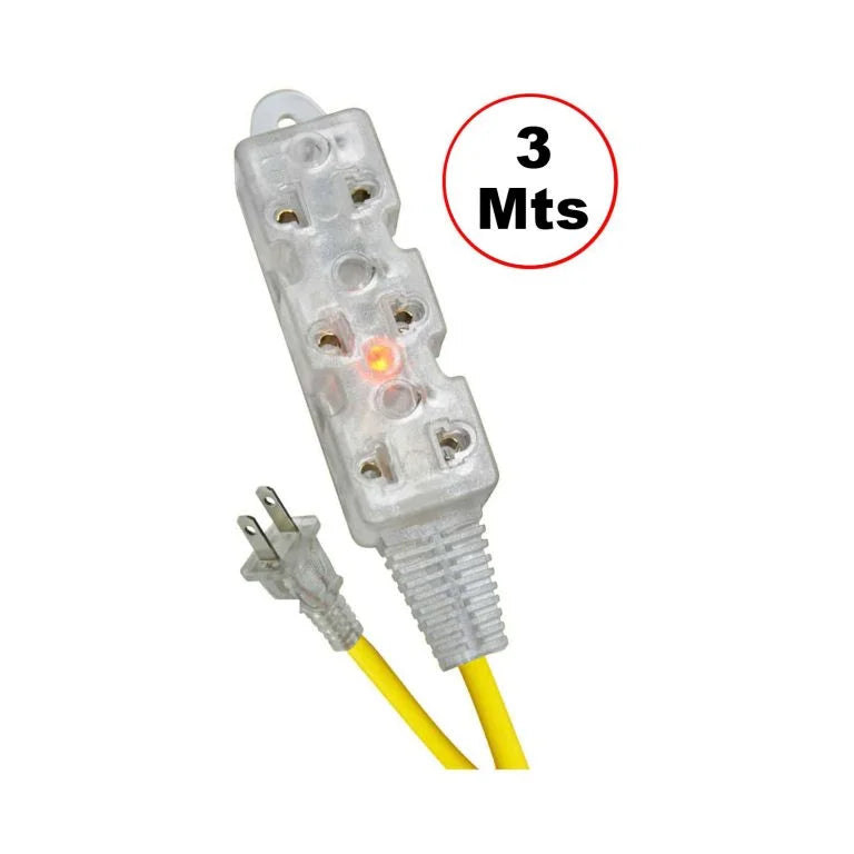 Extension De Toma Corrientes Con 3 Tomas, 3 Metros Opalux OP-FL1203