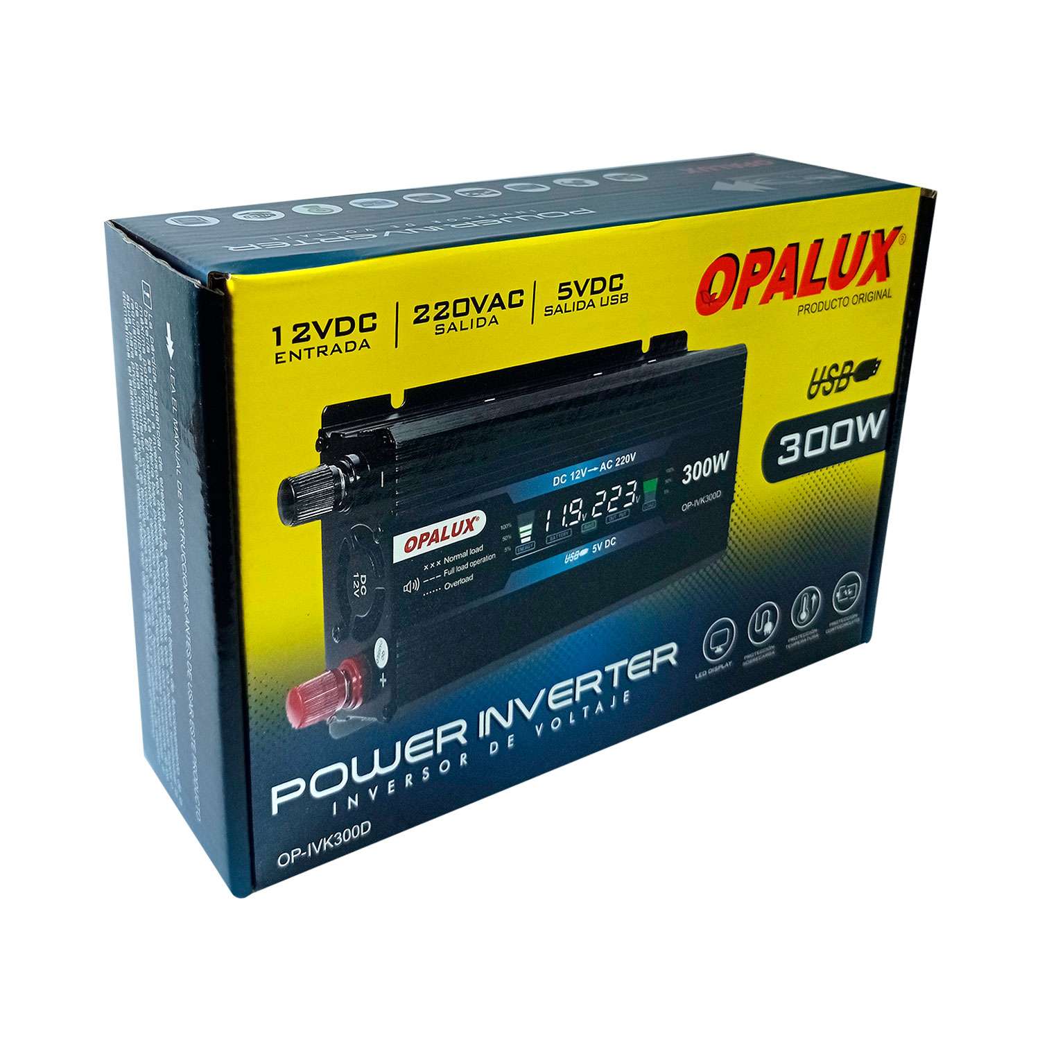 Inversor 12VDC/220VAC 300W OP-IVK300D OPALUX