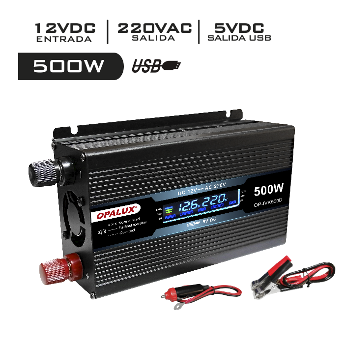 Inversor 12VDC220VAC 500W OP-IVK500D OPALUX